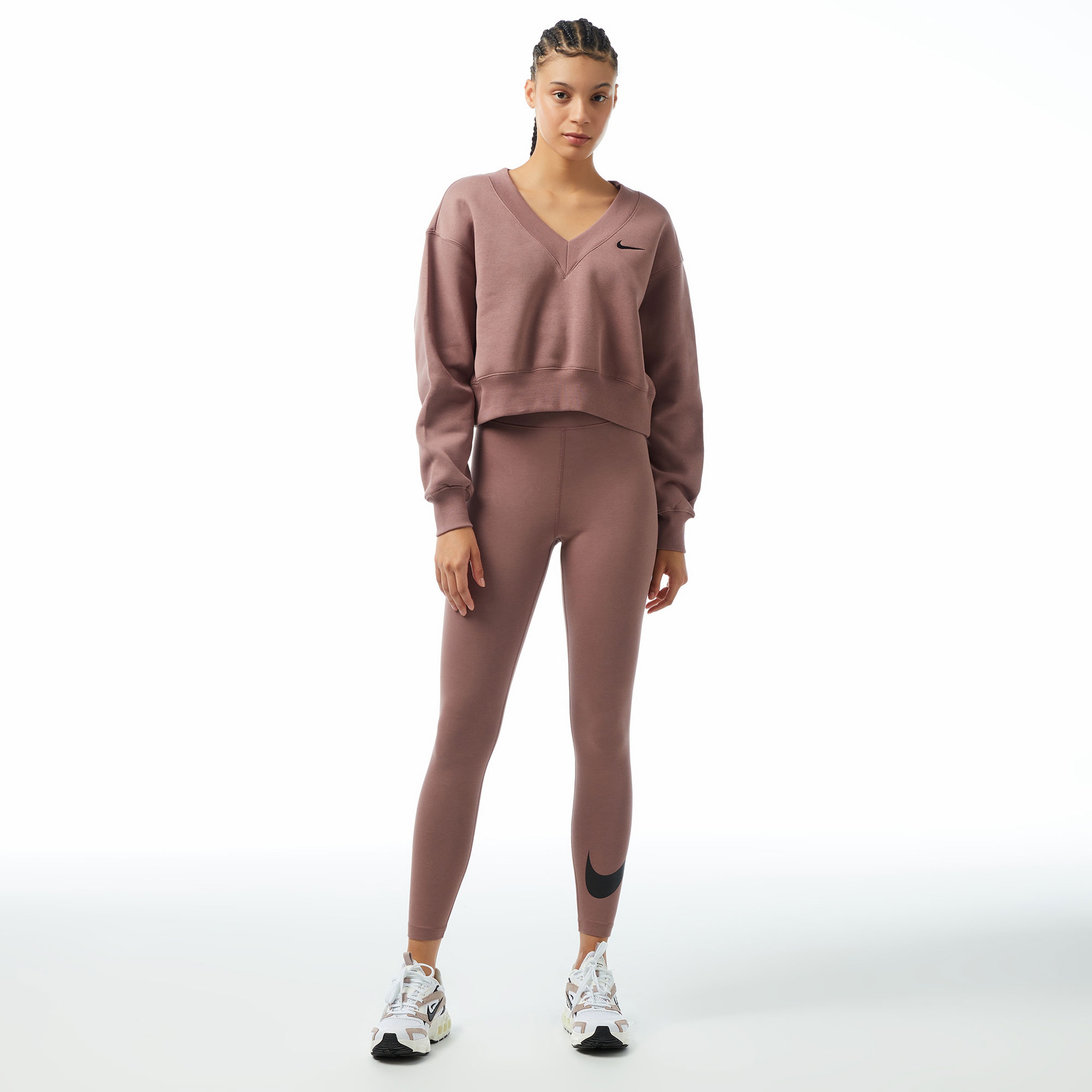 Nike Sportswear Phoenix Fleece Kadın Kahverengi Crop Sweatshirt