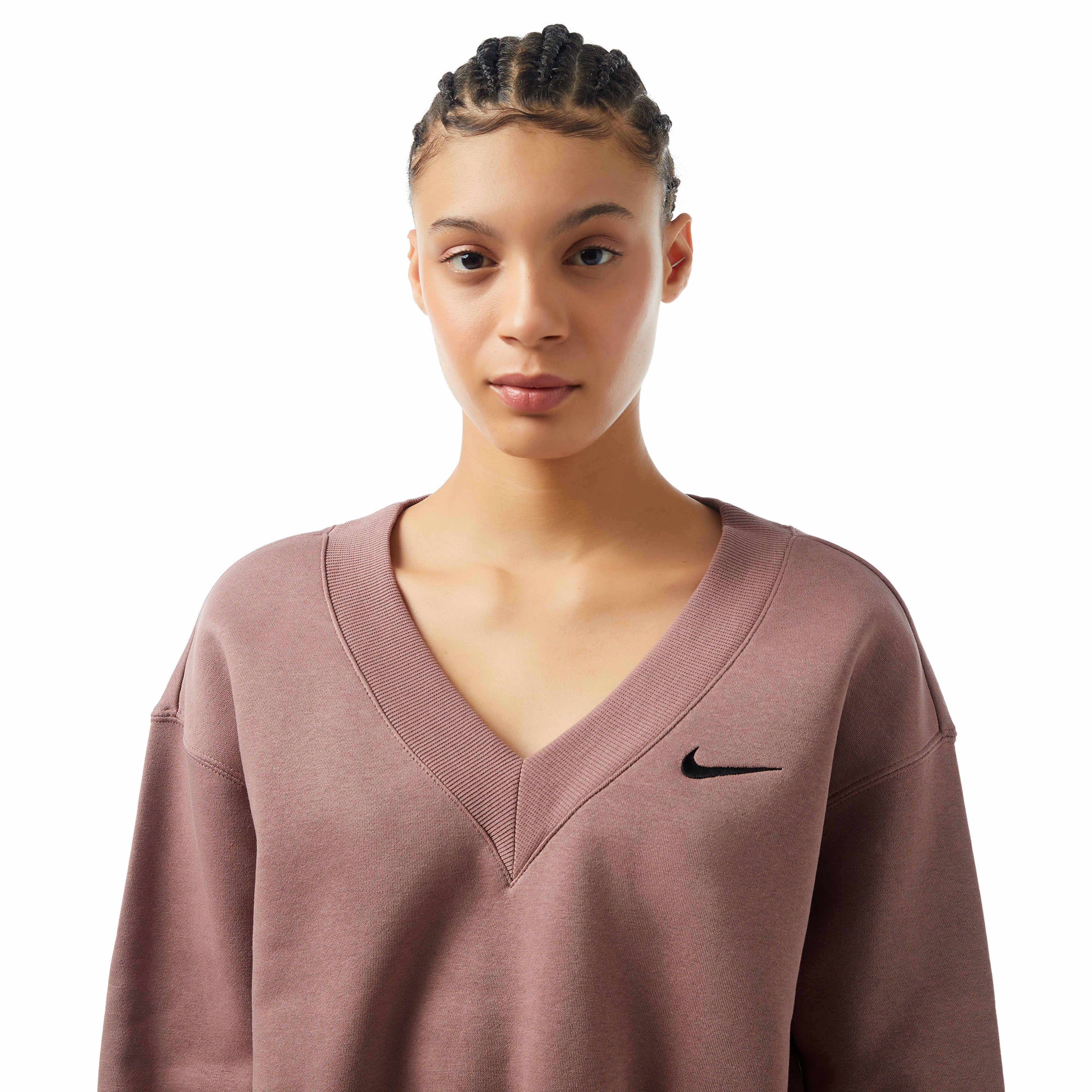 Nike Sportswear Phoenix Fleece Kadın Kahverengi Crop Sweatshirt