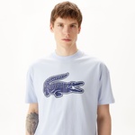 Erkek Relaxed Fit Bisiklet Yaka Baskılı Mavi T-Shirt