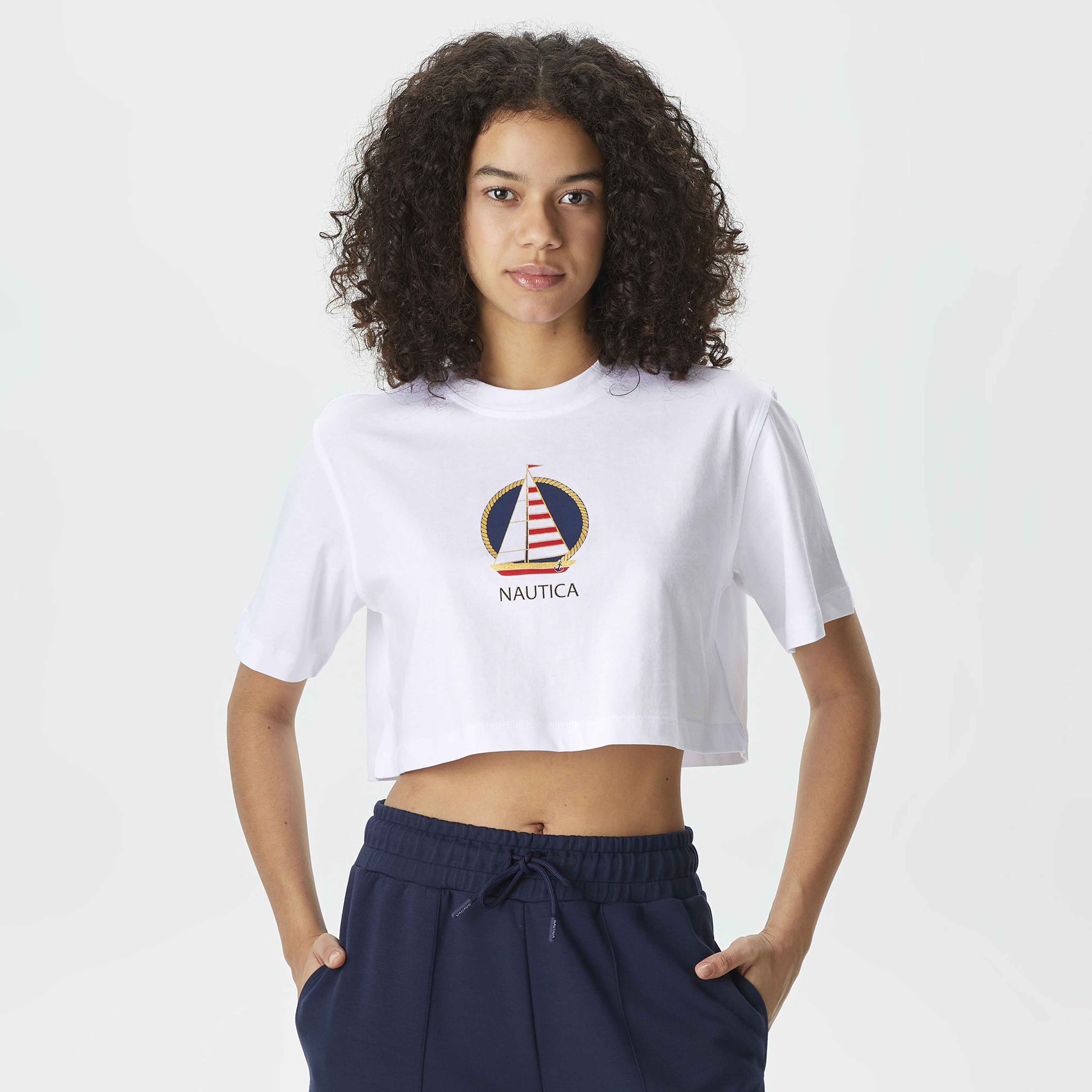 Nautica Kadın Beyaz Relaxed Fit T-Shirt