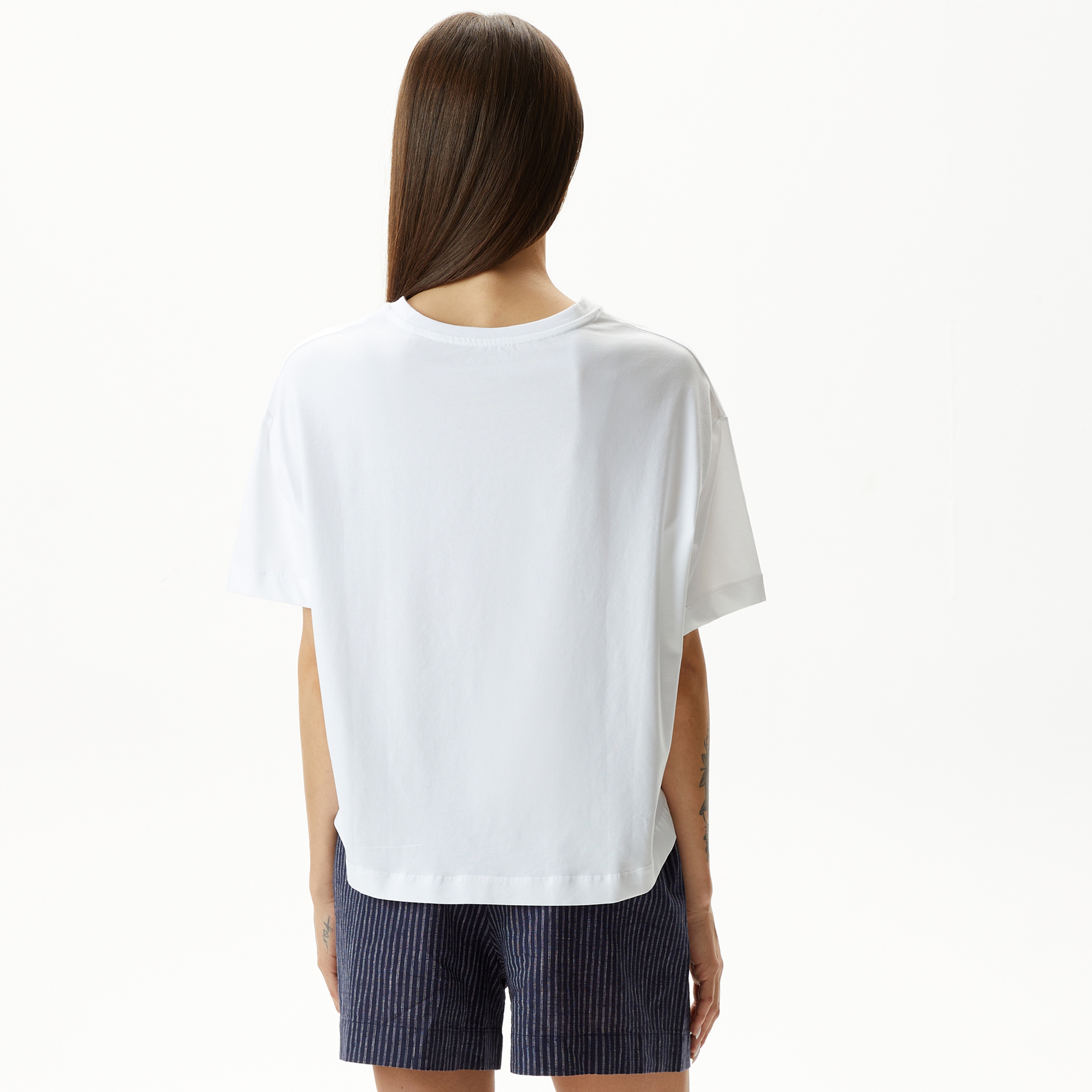 Nautica Kadın Beyaz Relaxed Fit T-Shirt