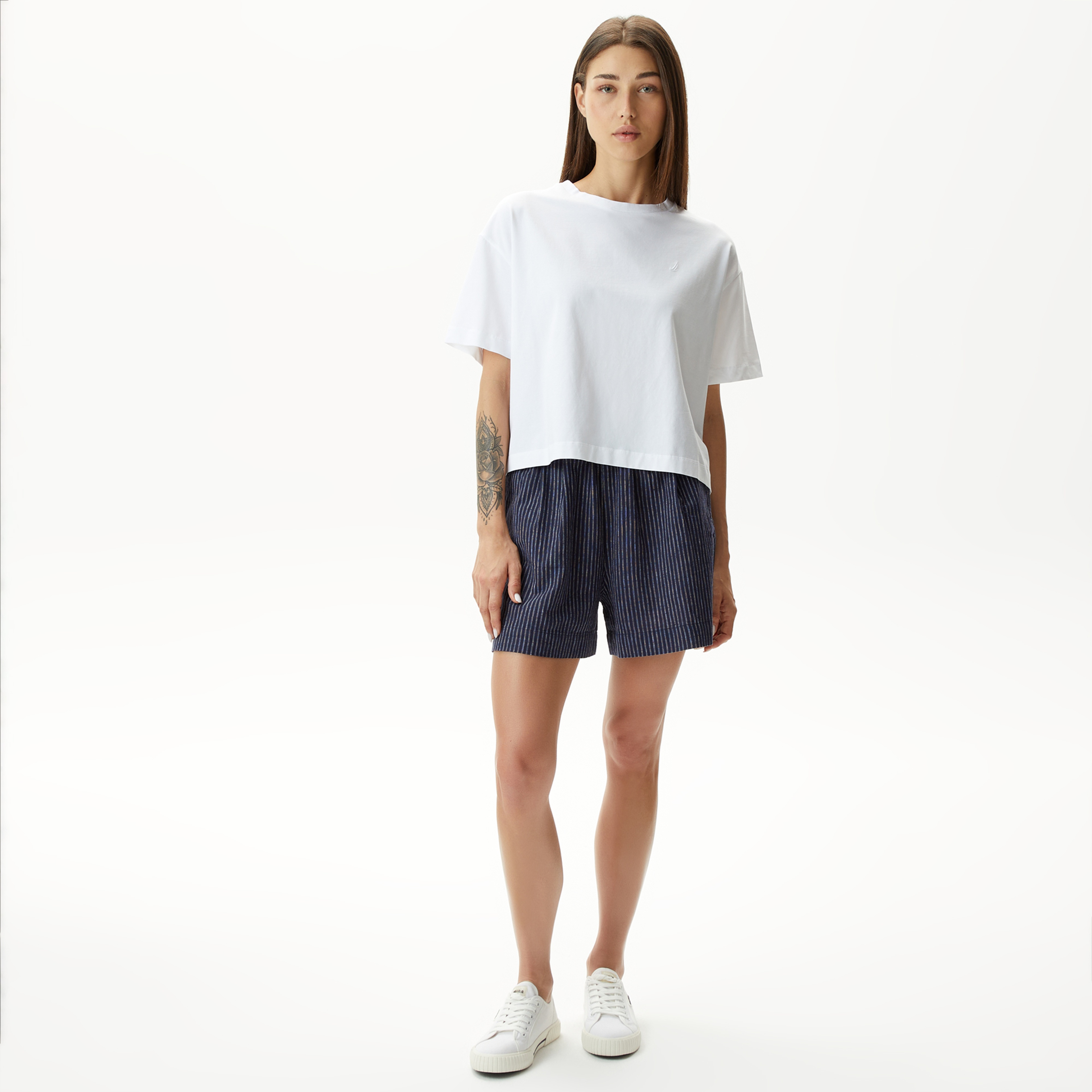 Nautica Kadın Beyaz Relaxed Fit T-Shirt