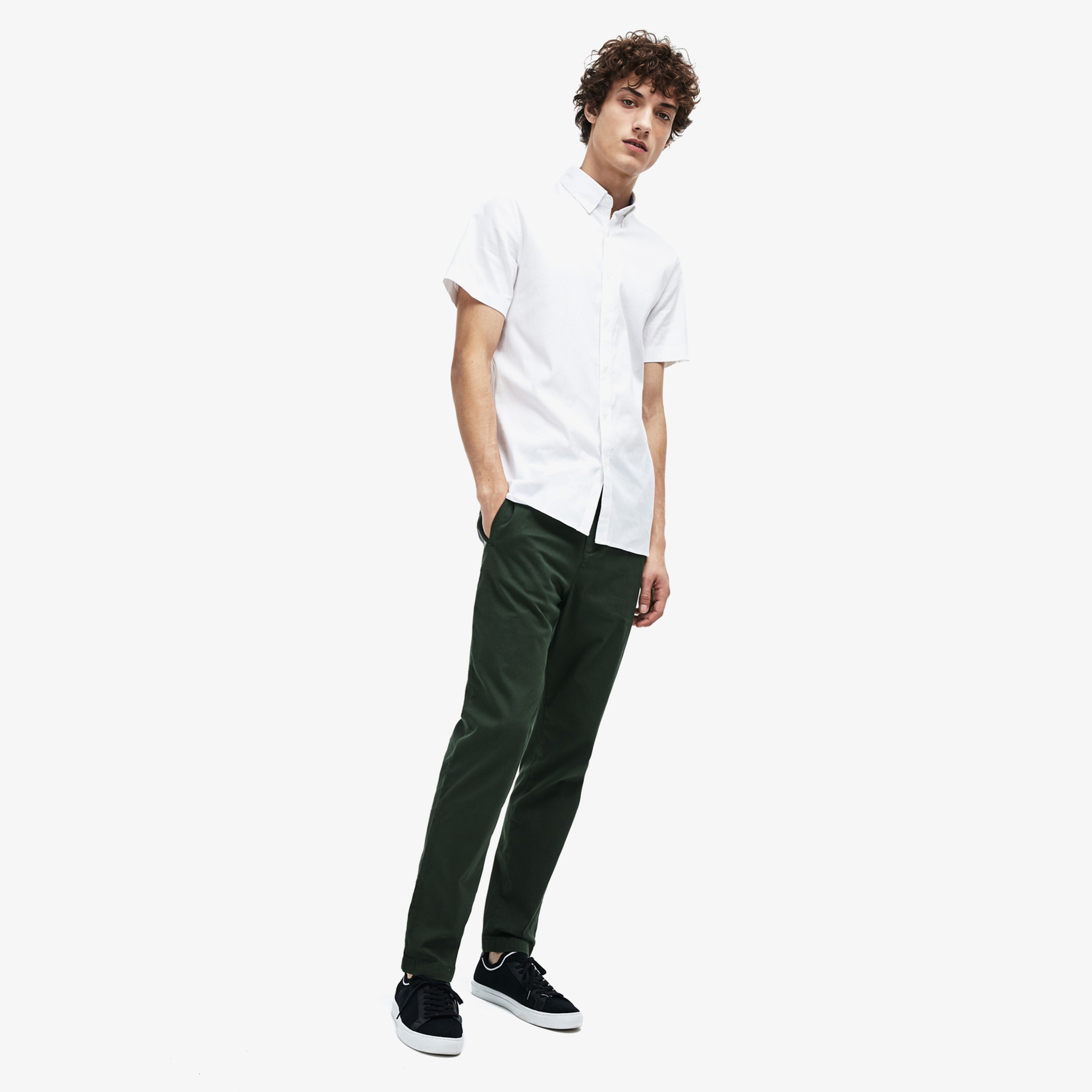 Lacoste Erkek Slim Fit Beyaz Kısa Kollu Gömlek
