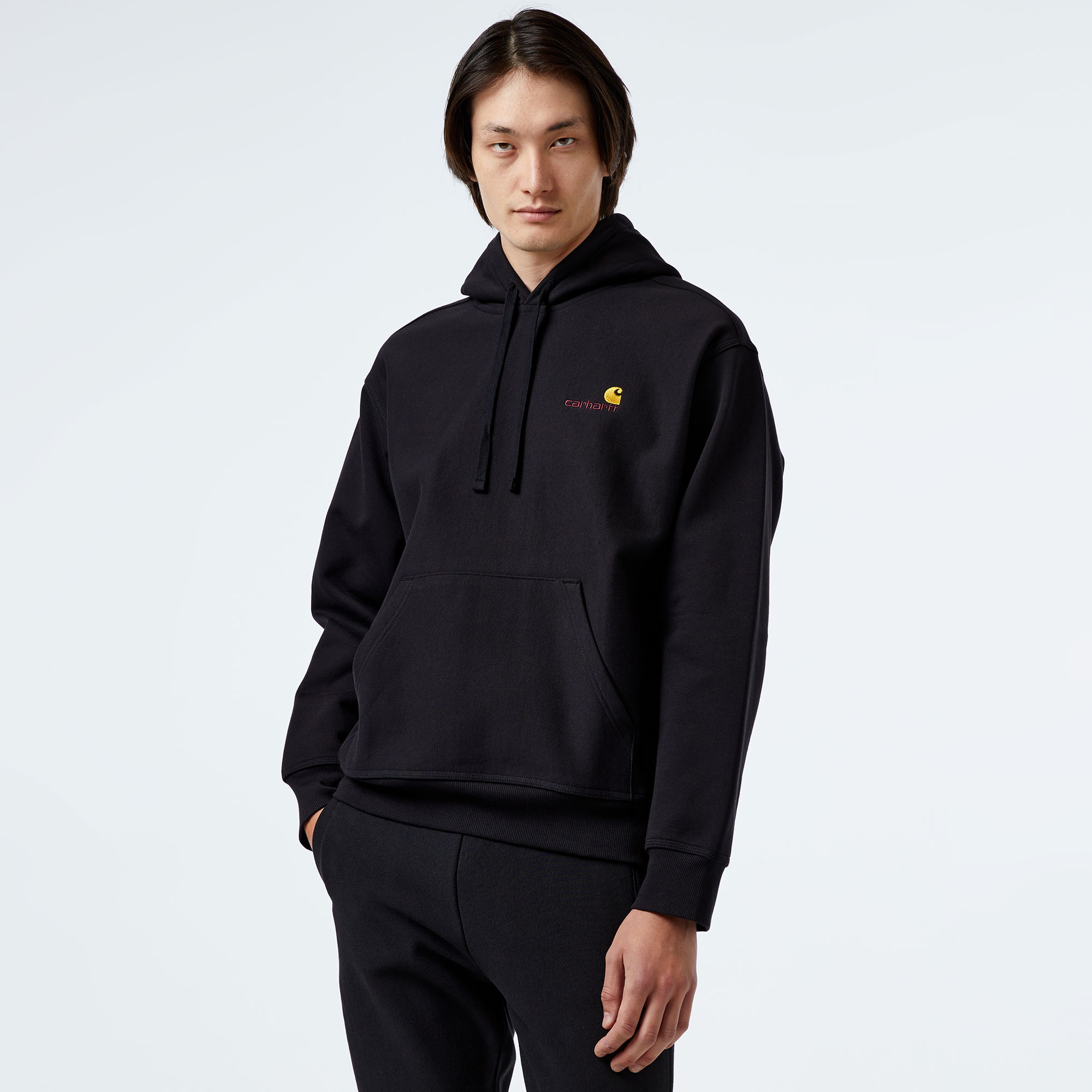 Carhartt WIP Hooded American Script Erkek Siyah Hoodie