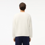 Lacoste Loose Fit Printed Fleece Unisex Krem Sweatshirt