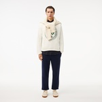 Lacoste Loose Fit Printed Fleece Unisex Krem Sweatshirt