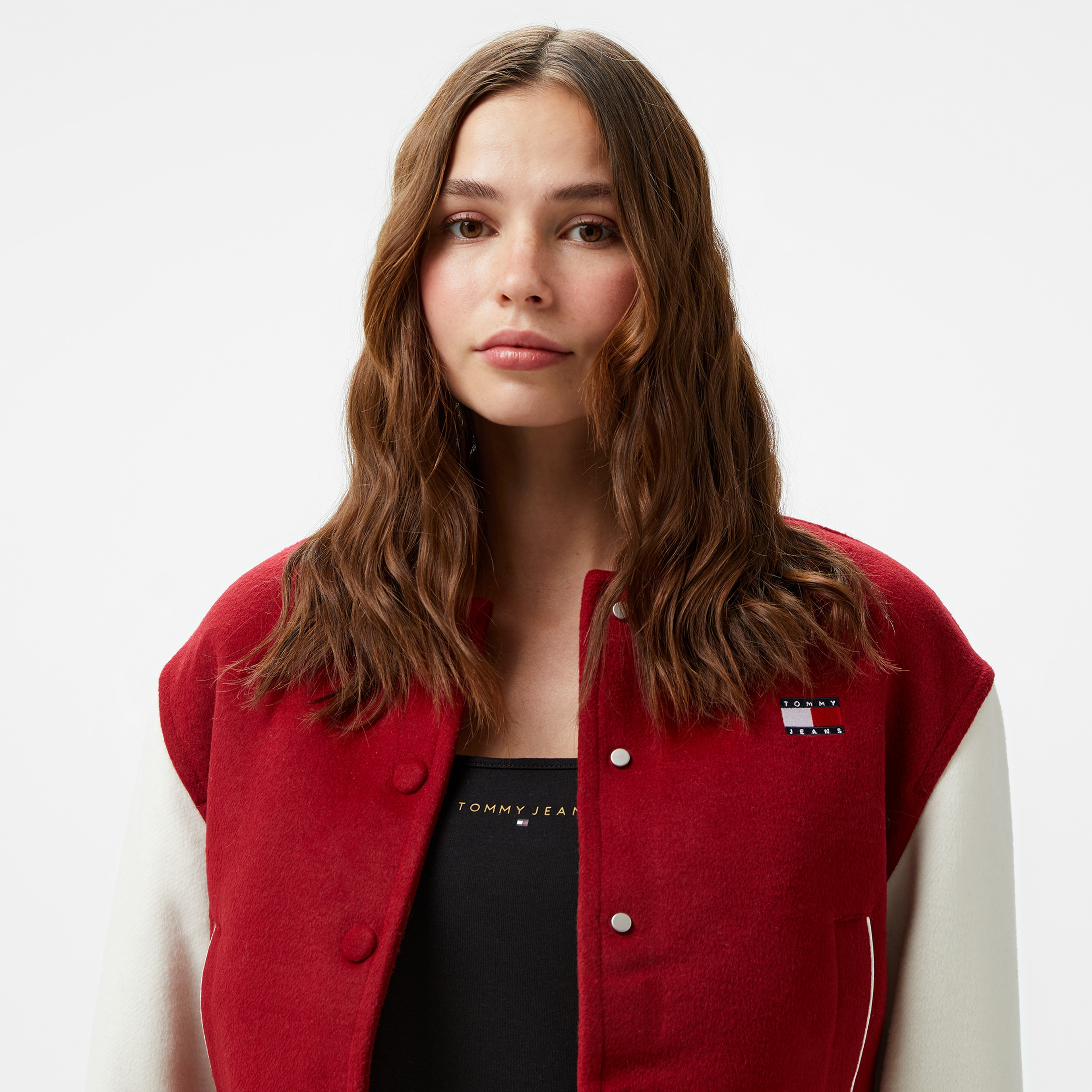 Tommy Jeans Crp Varsity Kadın Kirmizi Ceket