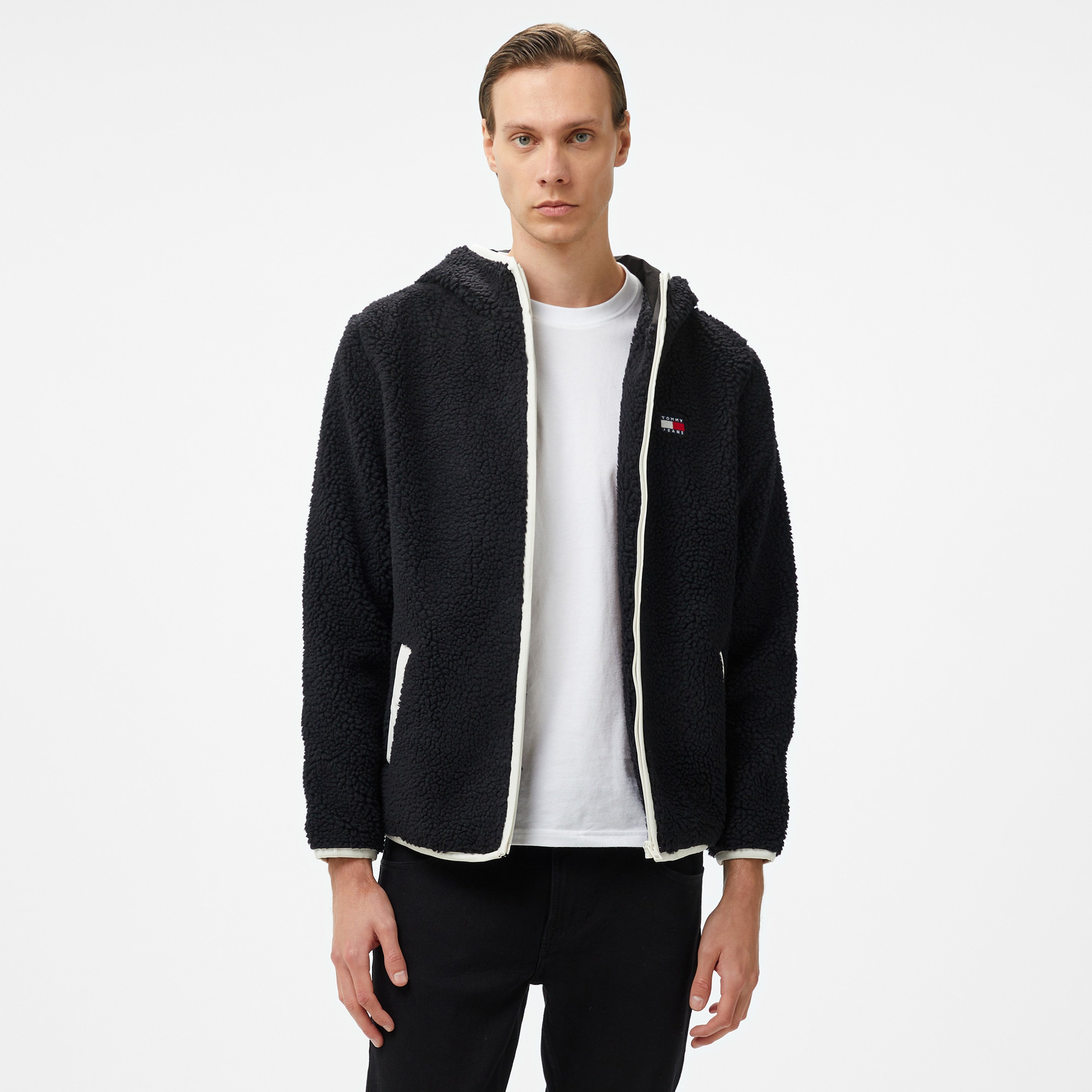 Tommy Jeans Reg Badge Teddy Erkek Siyah Sweatshirt