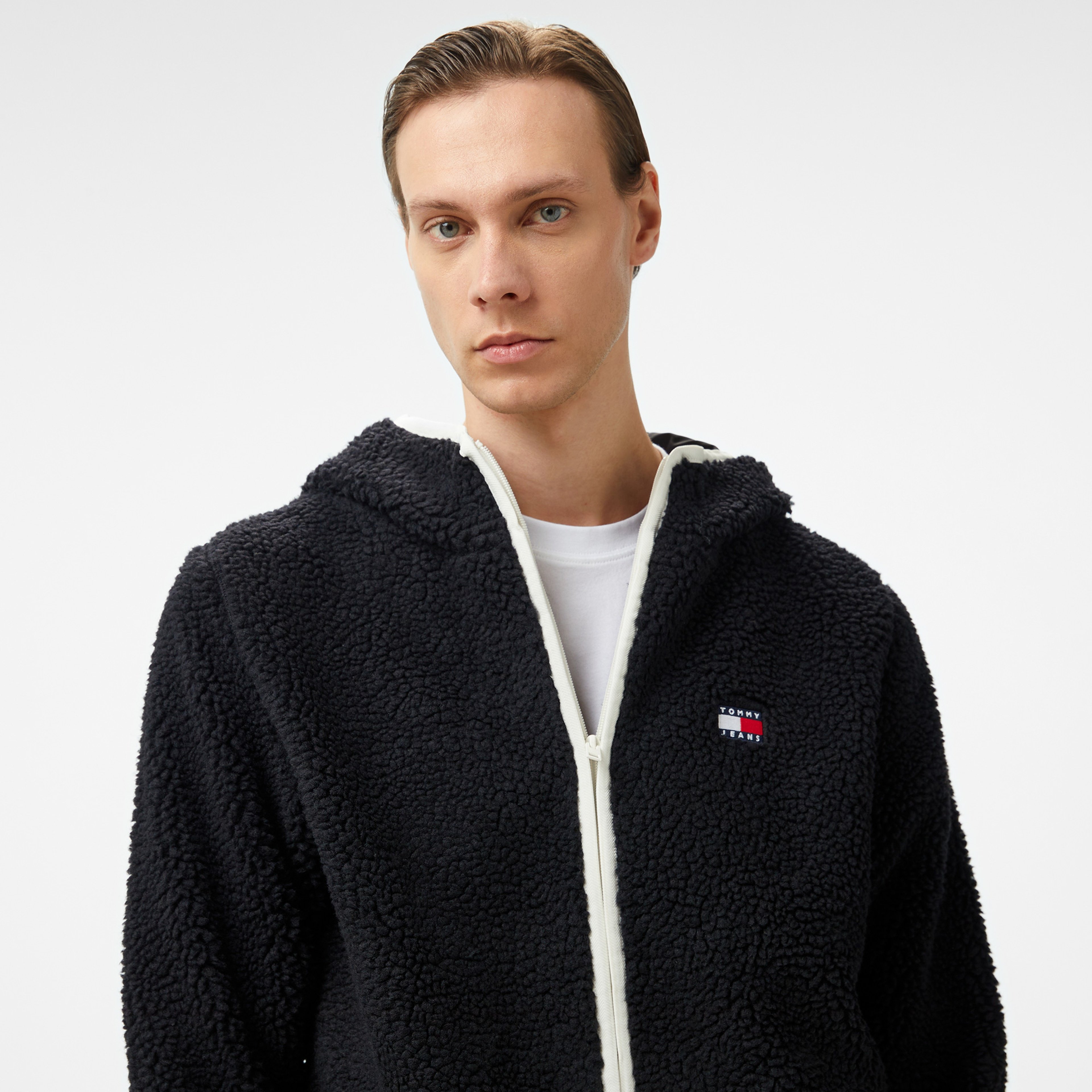 Tommy Jeans Reg Badge Teddy Erkek Siyah Sweatshirt