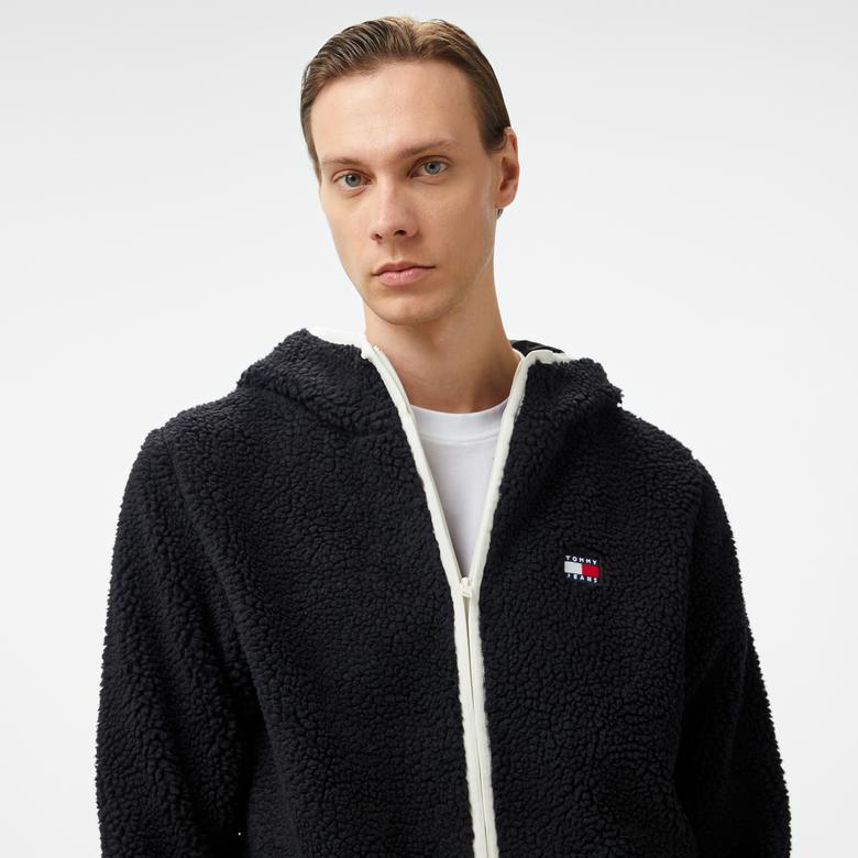 Tommy Jeans Reg Badge Teddy Erkek Siyah Sweatshirt