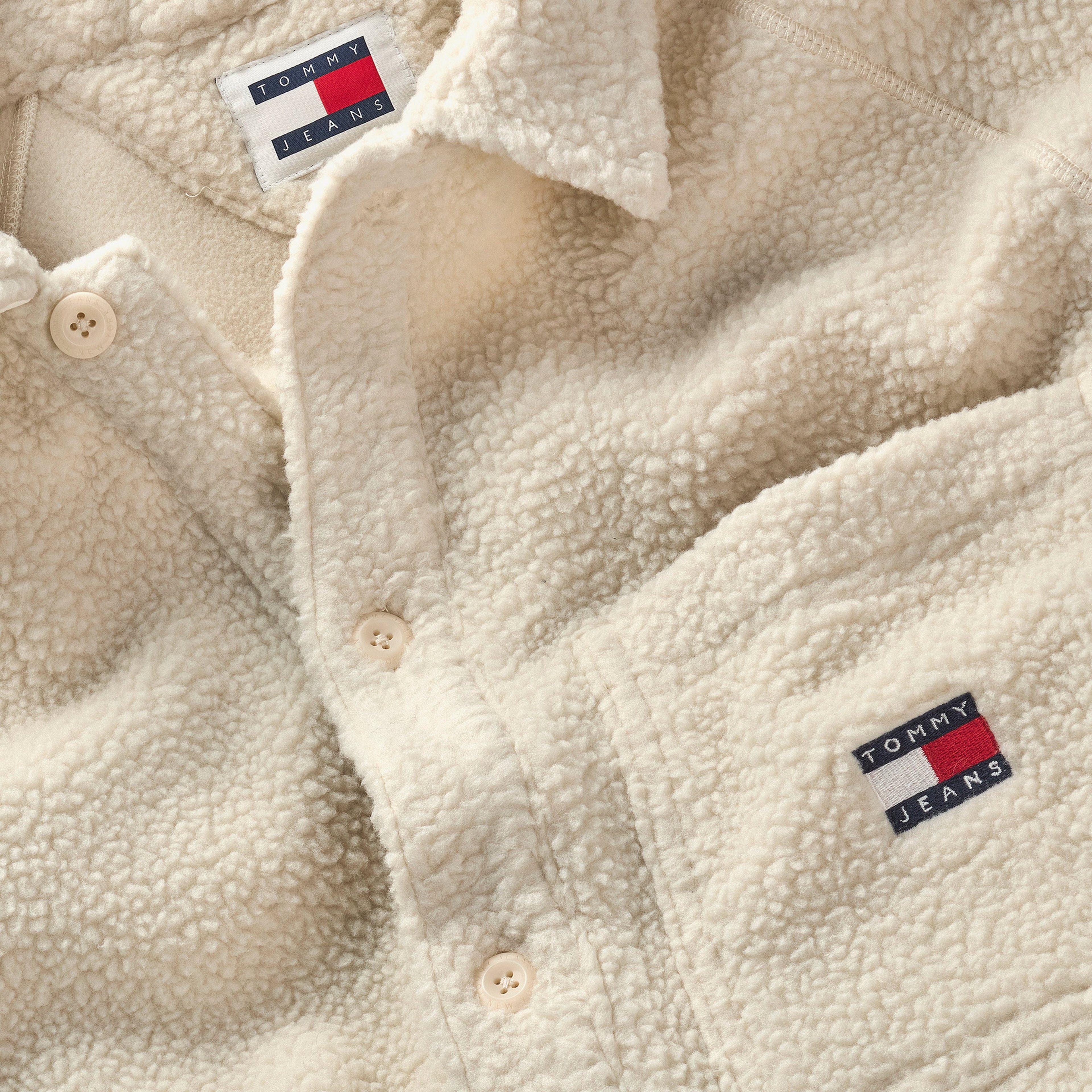 Tommy Jeans Badge Teddy Erkek Beyaz Gömlek