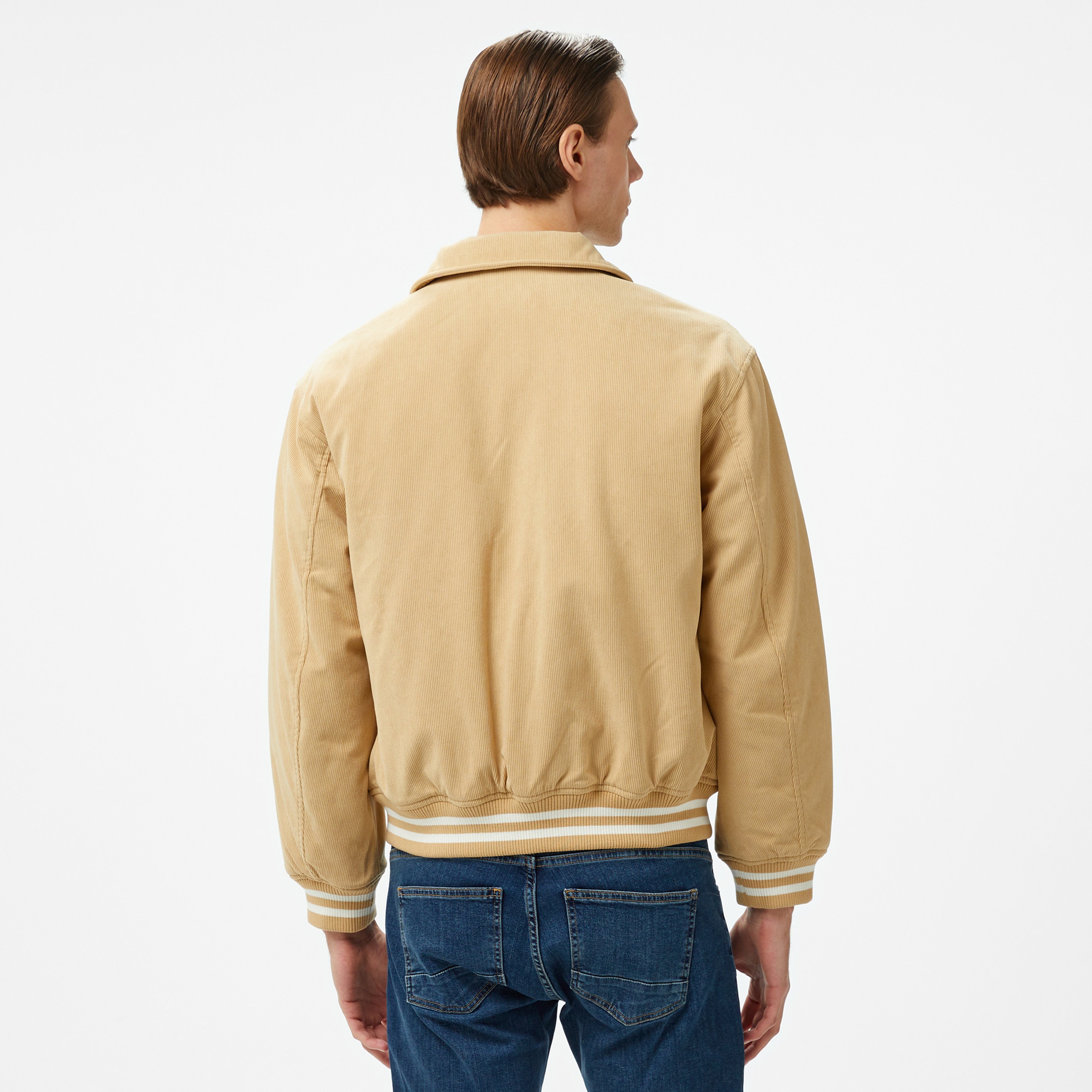 Tommy Jeans Crest Cord Letterman Erkek Bej Ceket