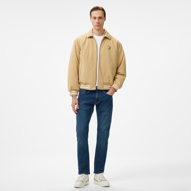 Tommy Jeans Crest Cord Letterman Erkek Bej Ceket