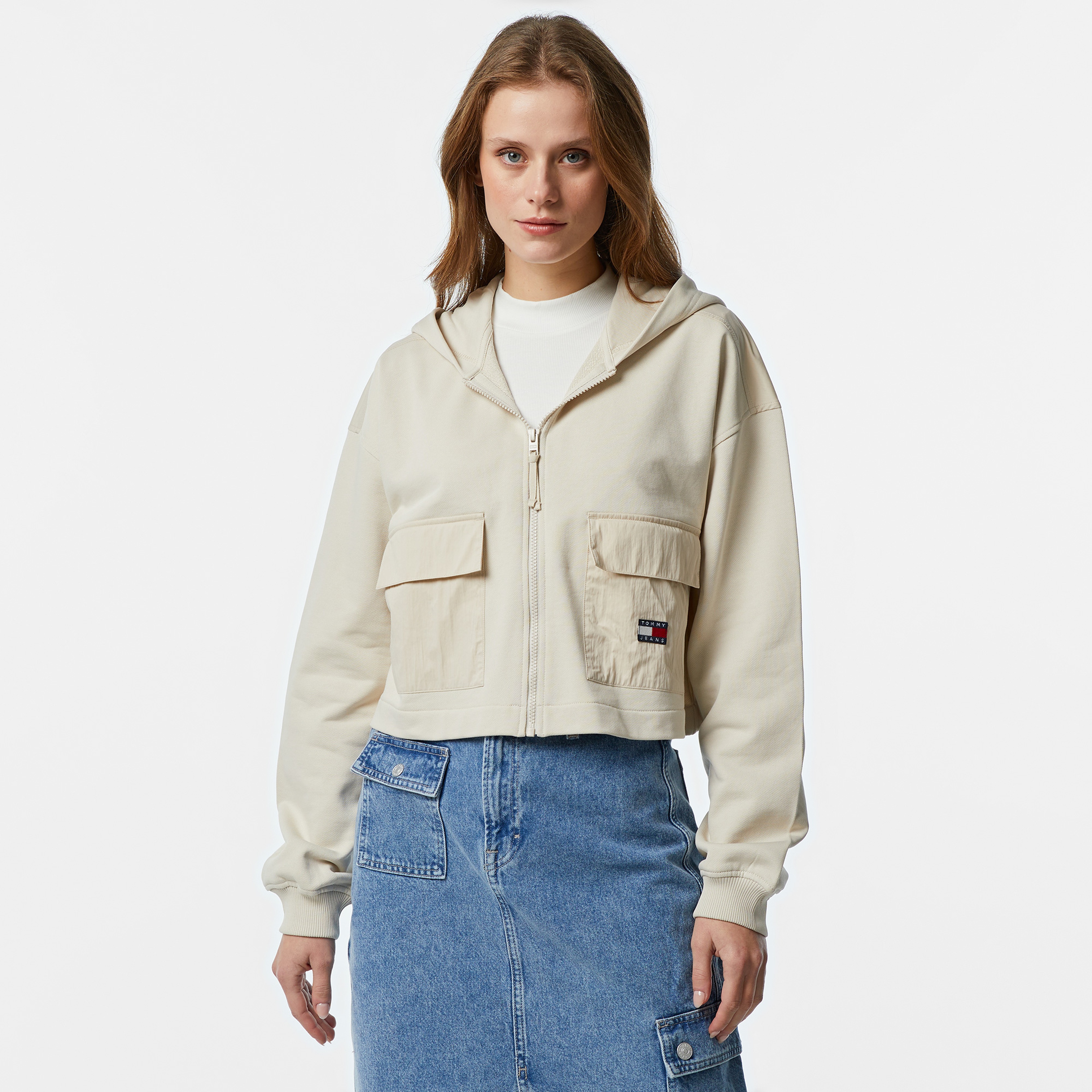 Tommy Jeans Fabric Kadın Bej Sweatshirt