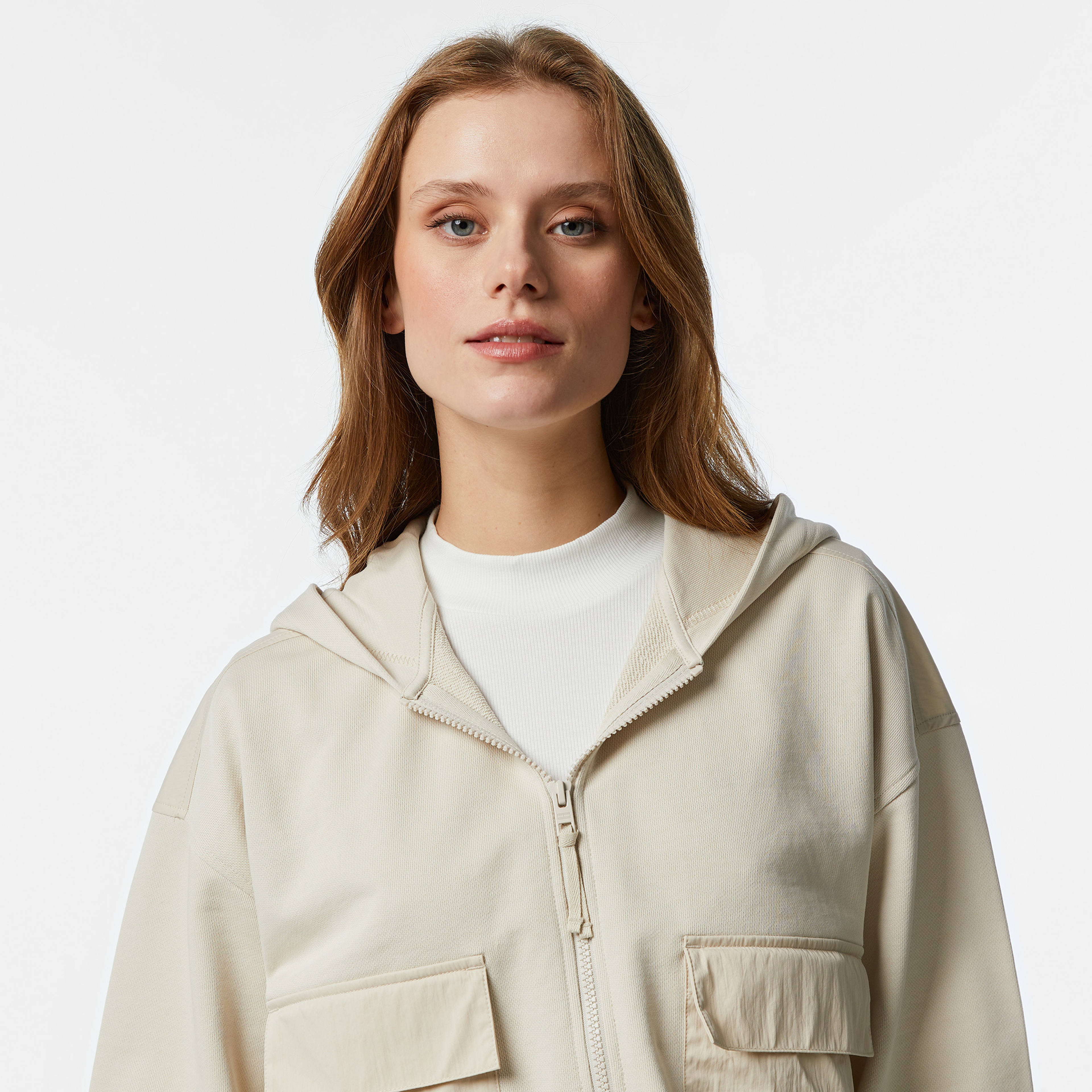 Tommy Jeans Fabric Kadın Bej Sweatshirt