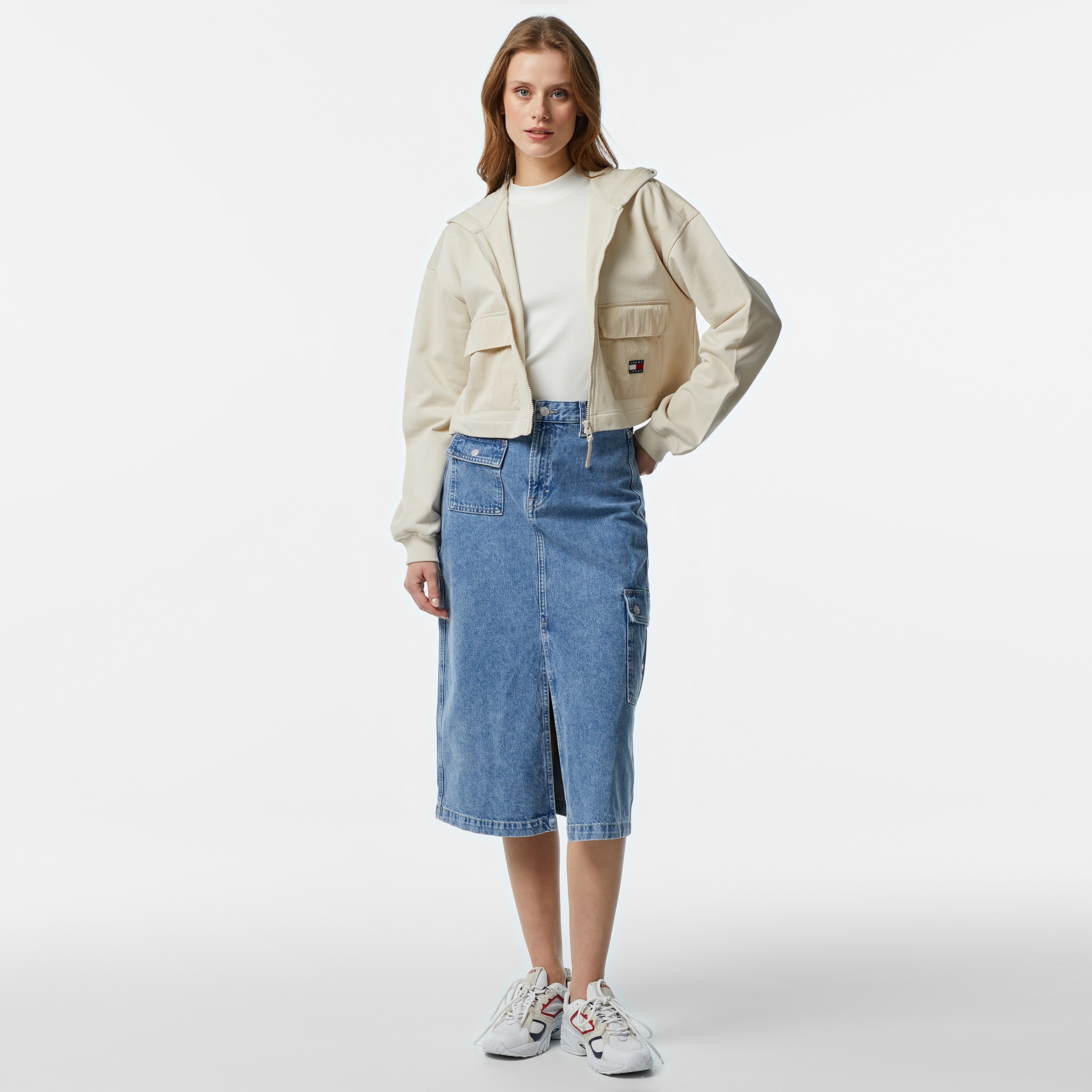 Tommy Jeans Fabric Kadın Bej Sweatshirt