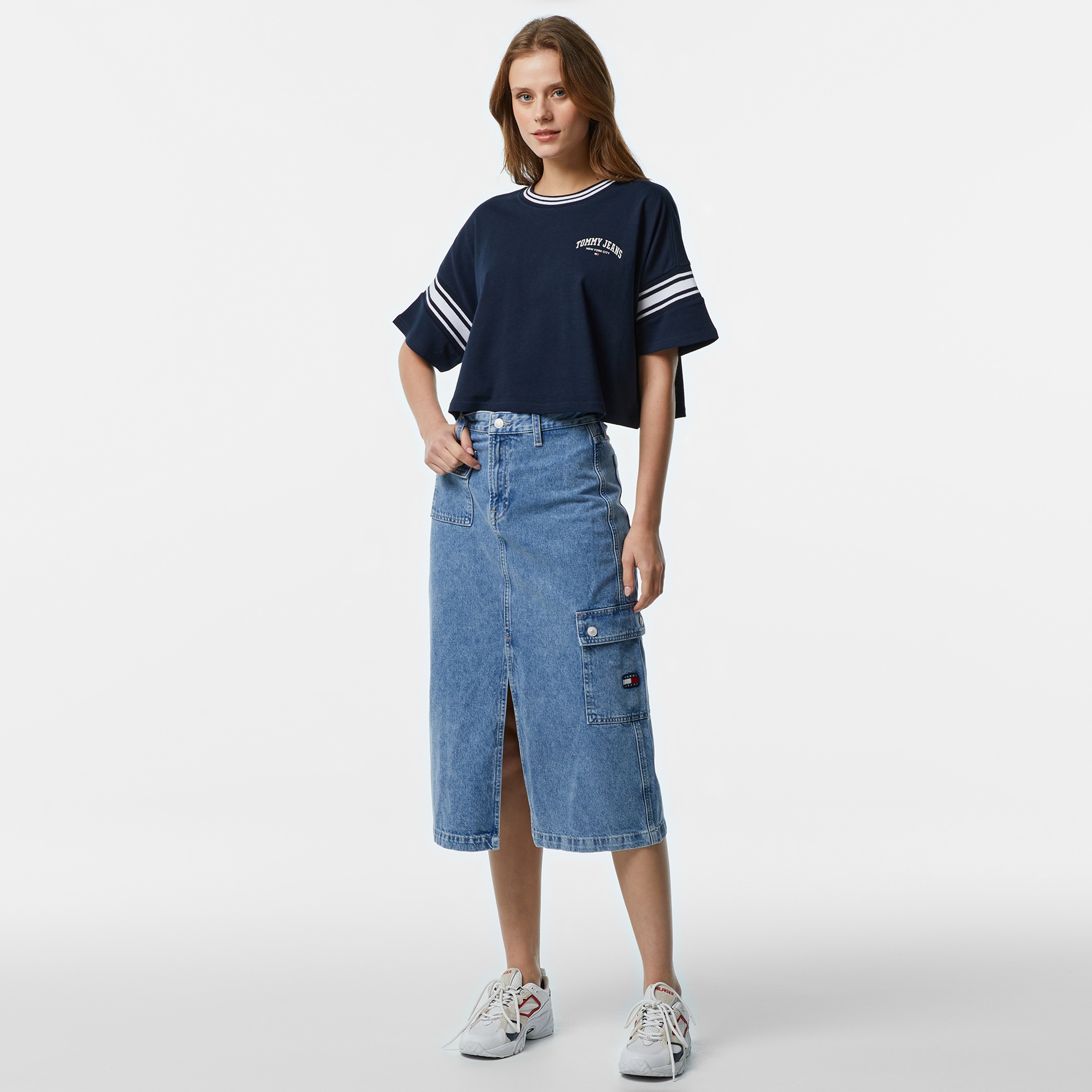 Tommy Jeans Varsity Kadın Mavi T-Shirt