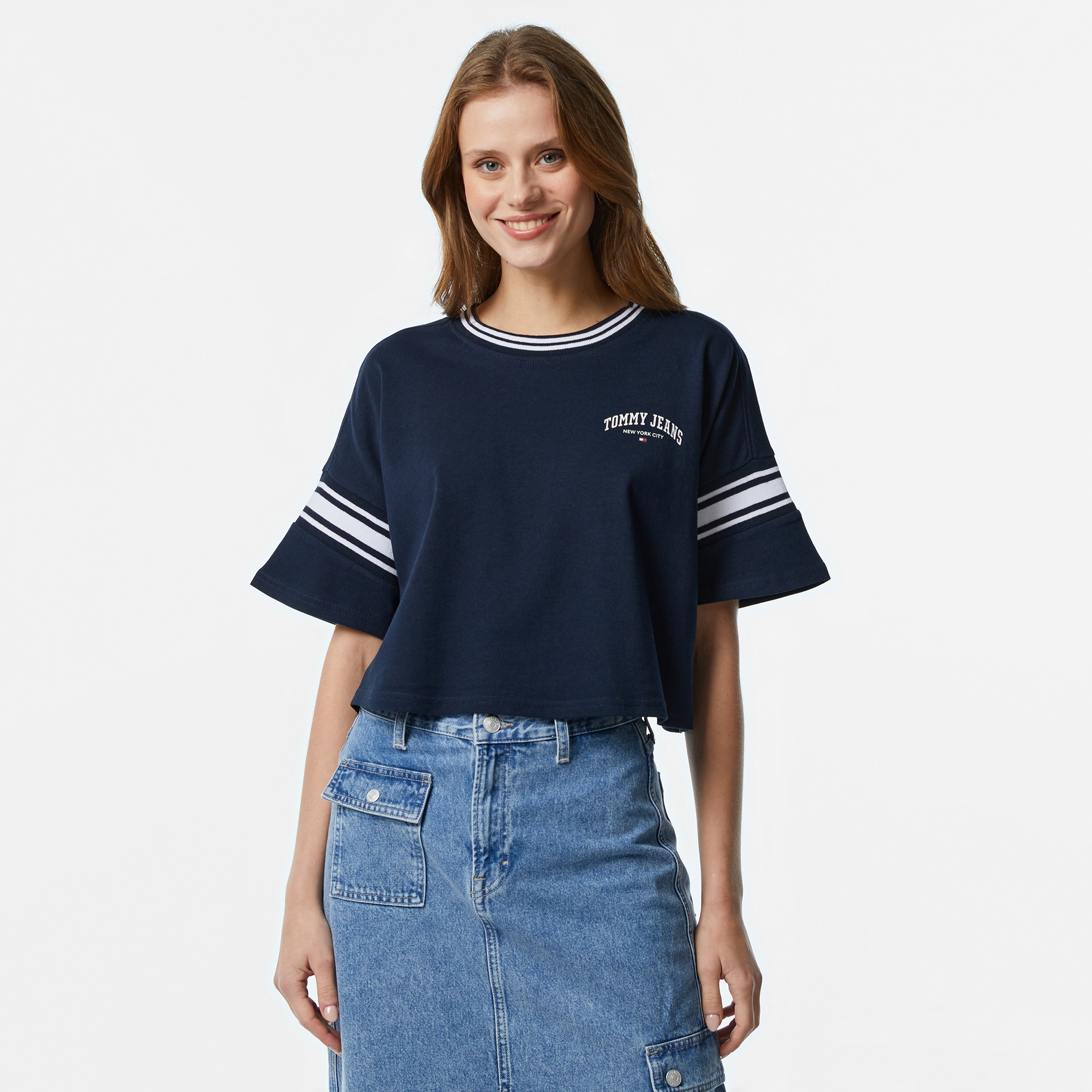 Tommy Jeans Varsity Kadın Mavi T-Shirt