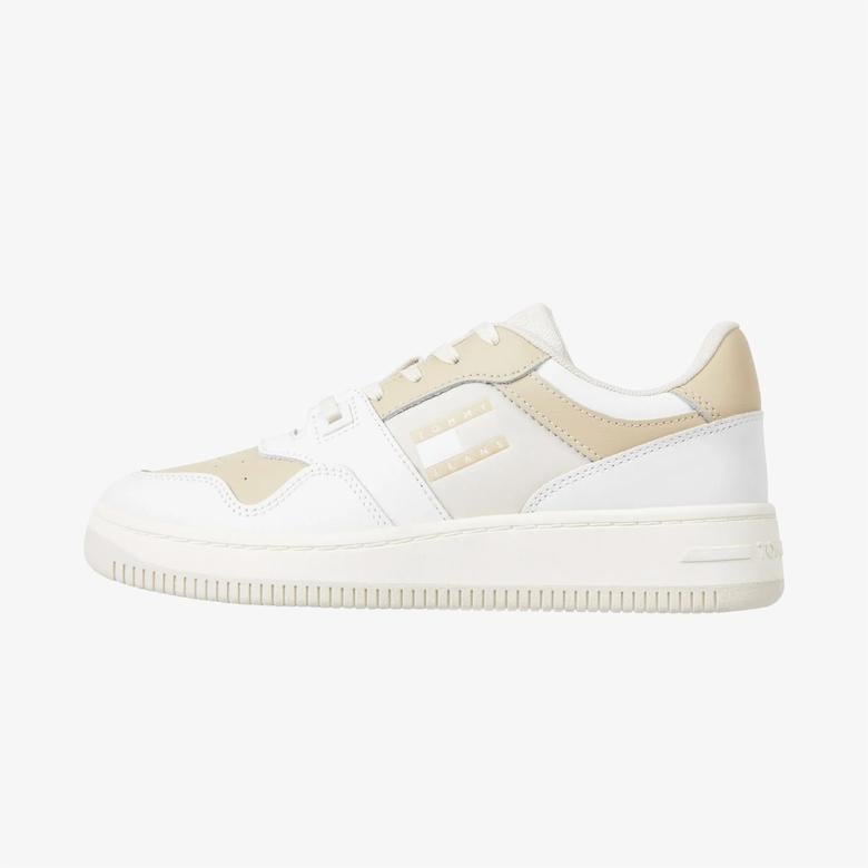 Tommy Jeans Retro Basket Tonal Deri Kadın Bej Spor Ayakkabı