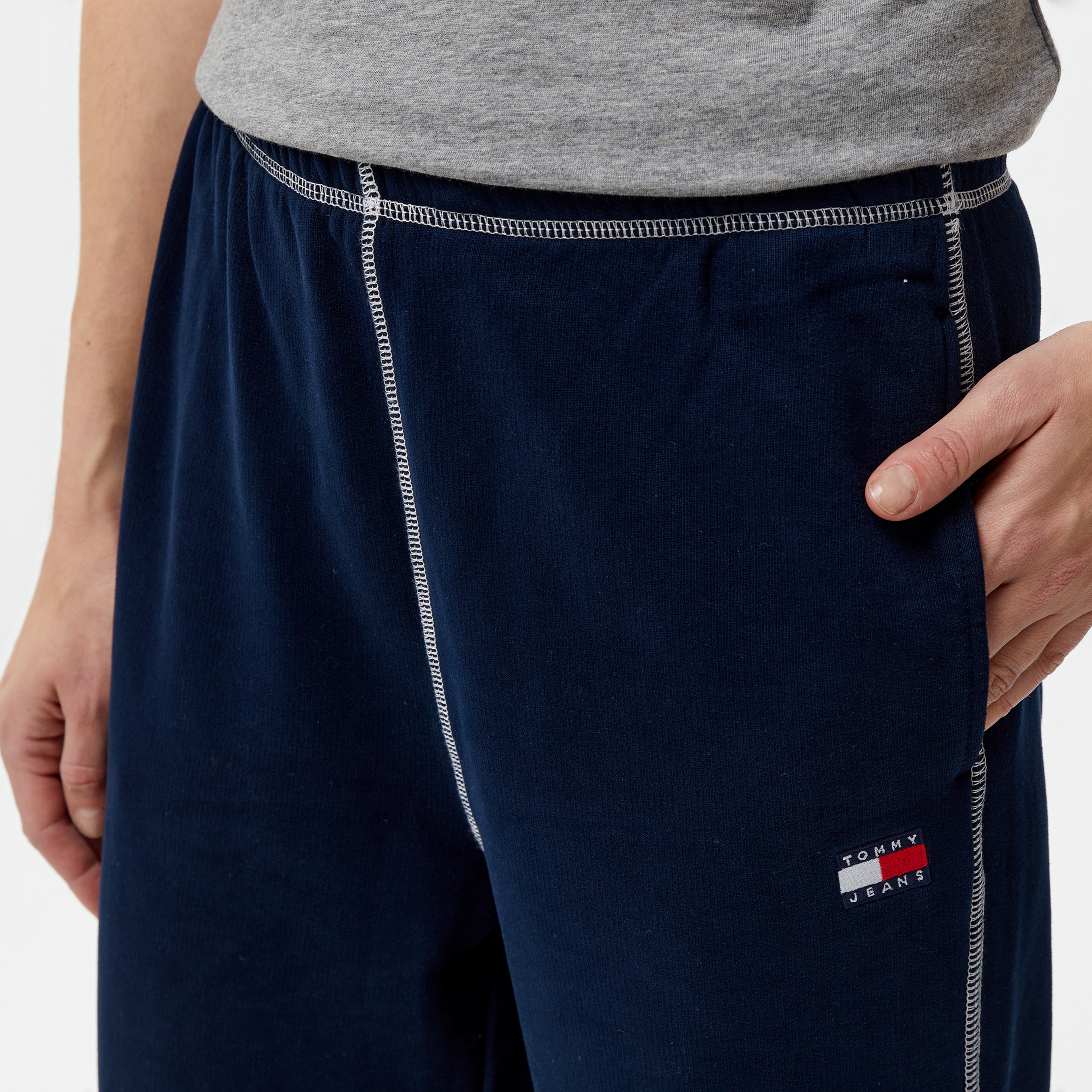 Tommy Jeans Topstitch Badge Kadın Mavi Eşofman Alti