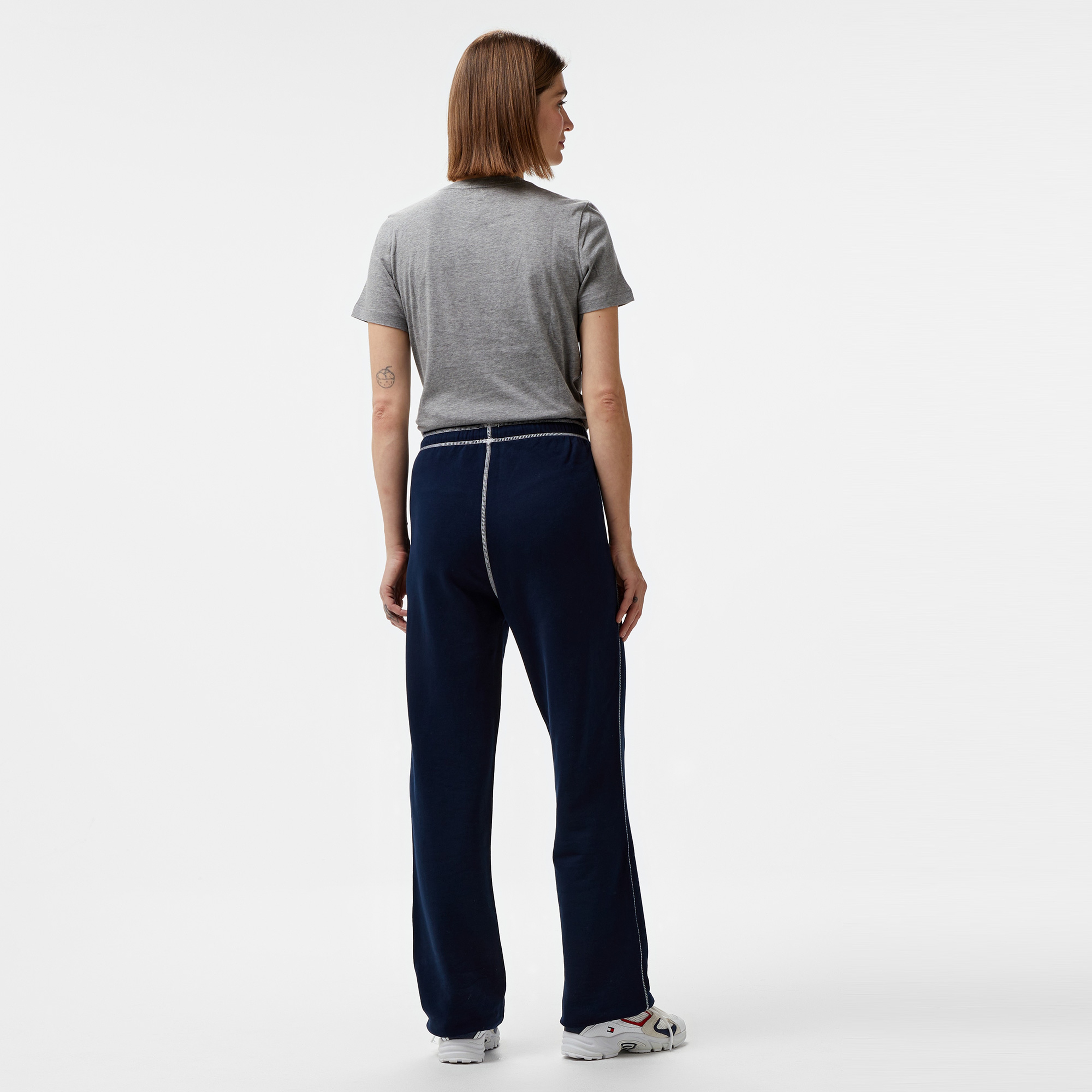 Tommy Jeans Topstitch Badge Kadın Mavi Eşofman Alti