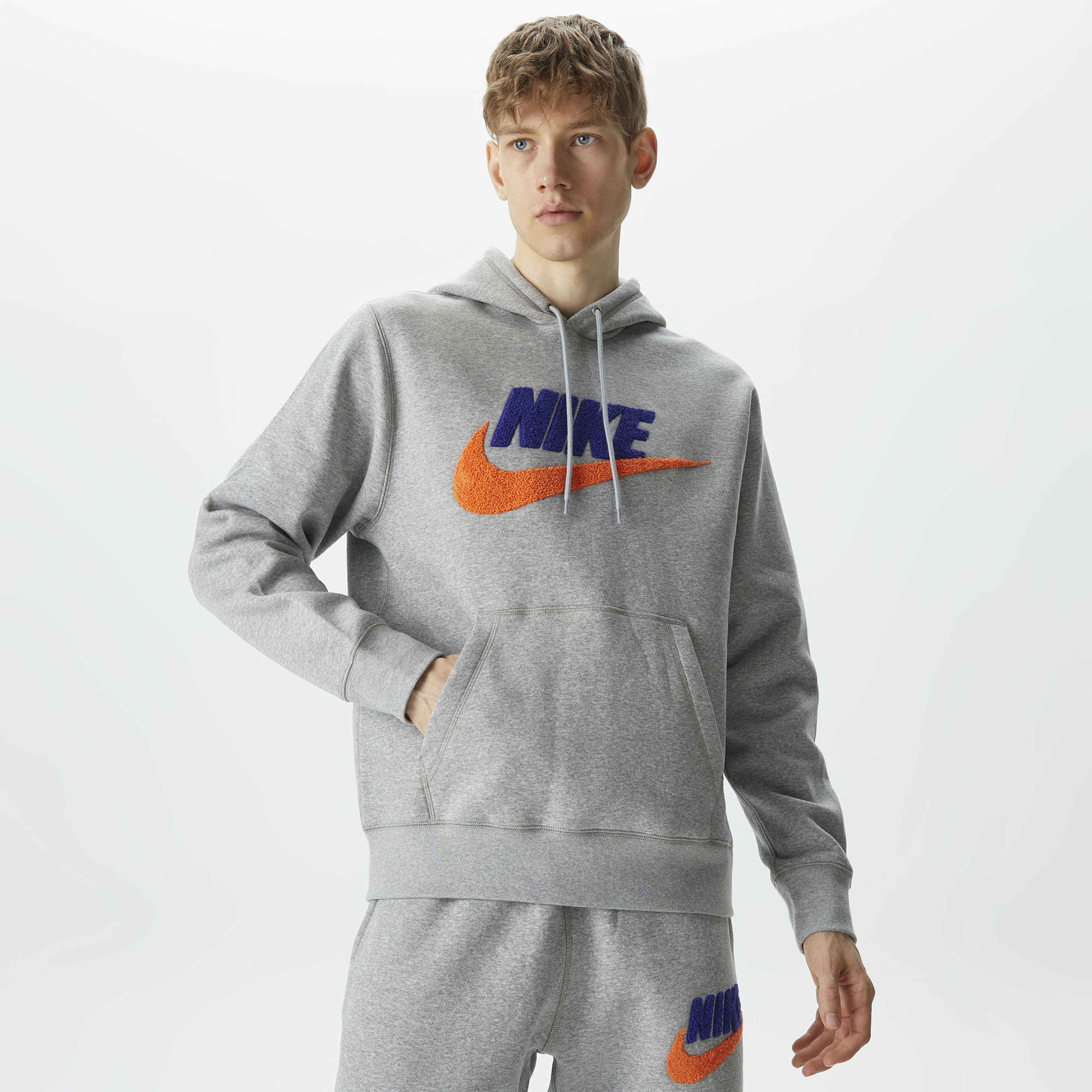 Nike Club Fleece Erkek Gri Hoodie