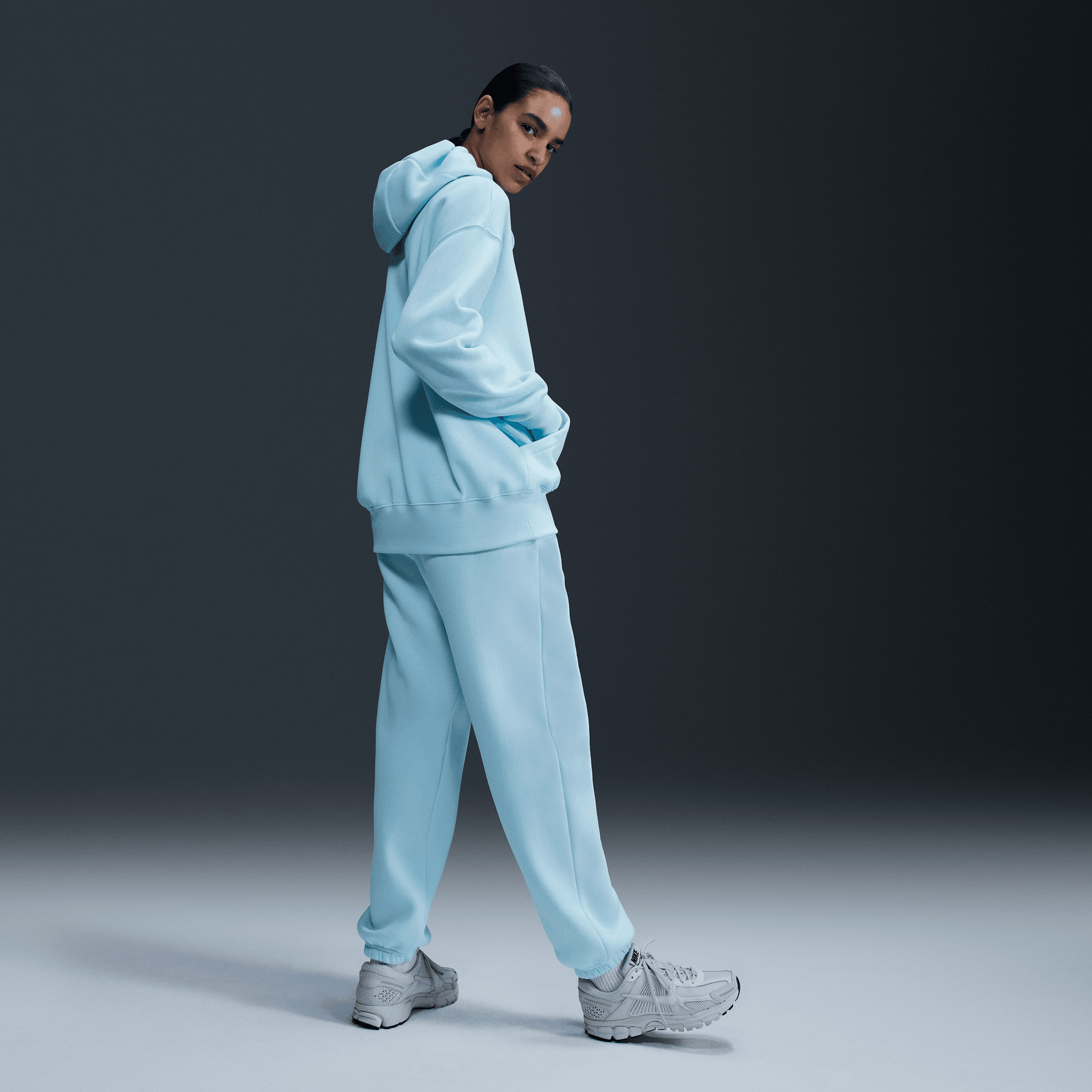 Nike Sportswear Phoenix Fleece Kadın Mavi Eşofman Üstü