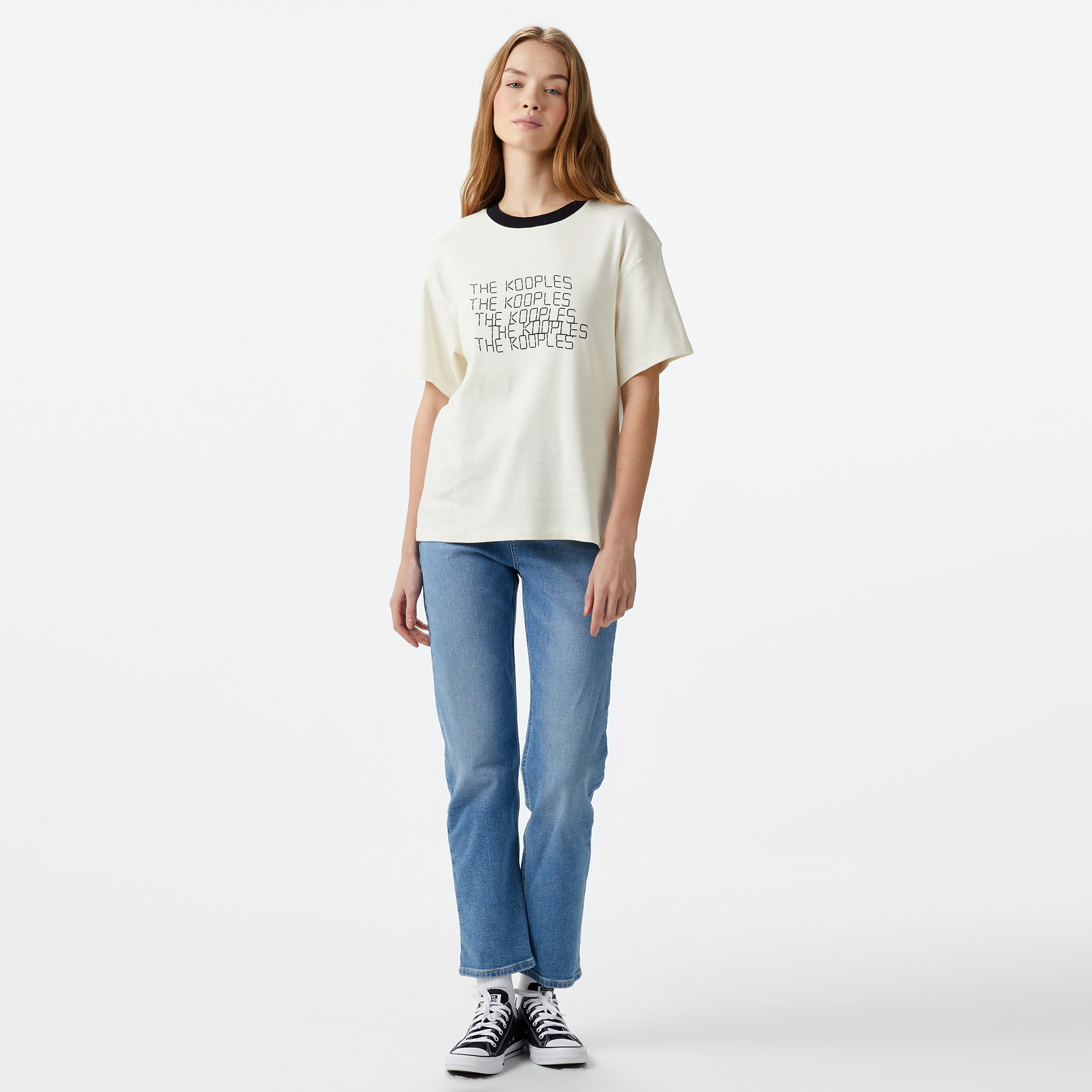 The Kooples Classic Kadın Krem T-Shirt