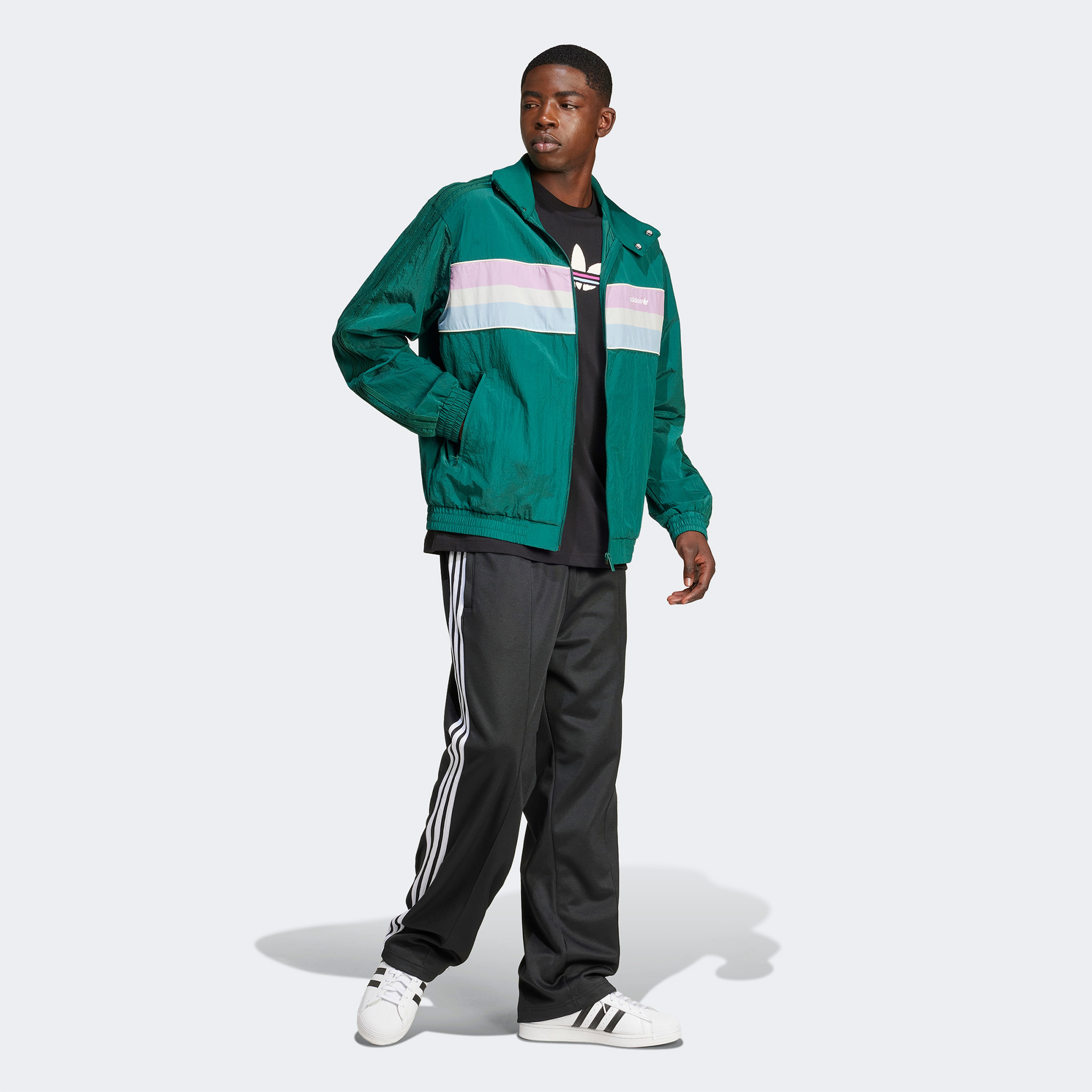 adidas Originals 80S Nylon Archive 3 Stripes Erkek Yeşil Eşofman Üstü