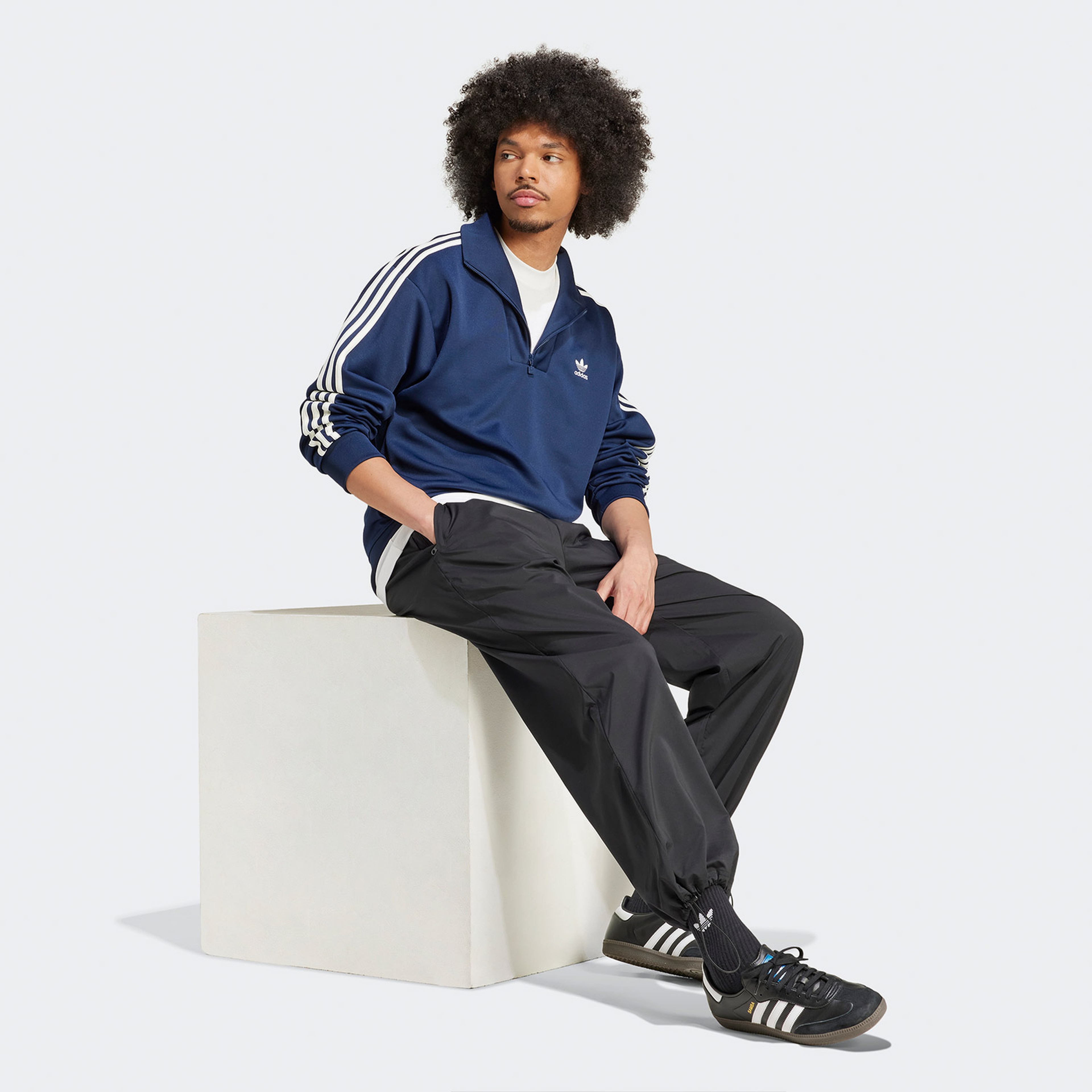 adidas Adicolor Funnelneck Tt Erkek Mavi Eşofman Üstü