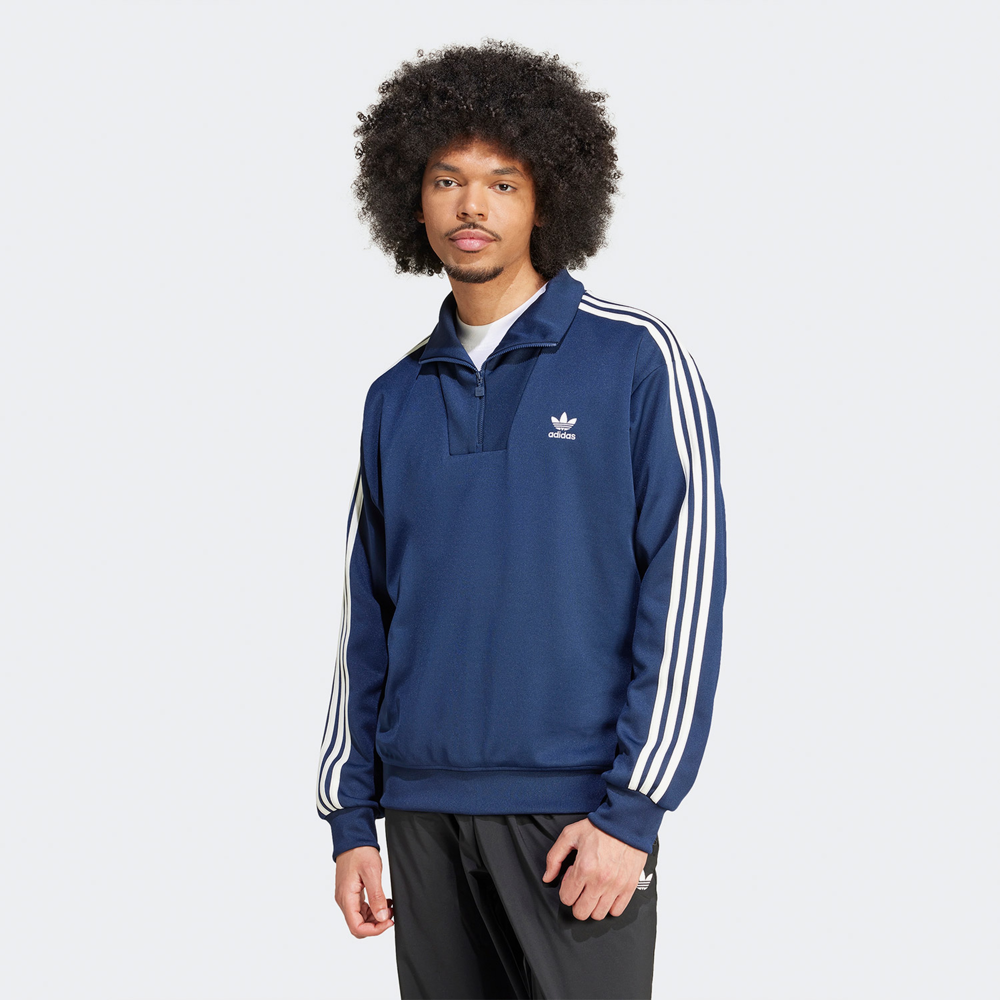 adidas Adicolor Funnelneck Tt Erkek Mavi Eşofman Üstü