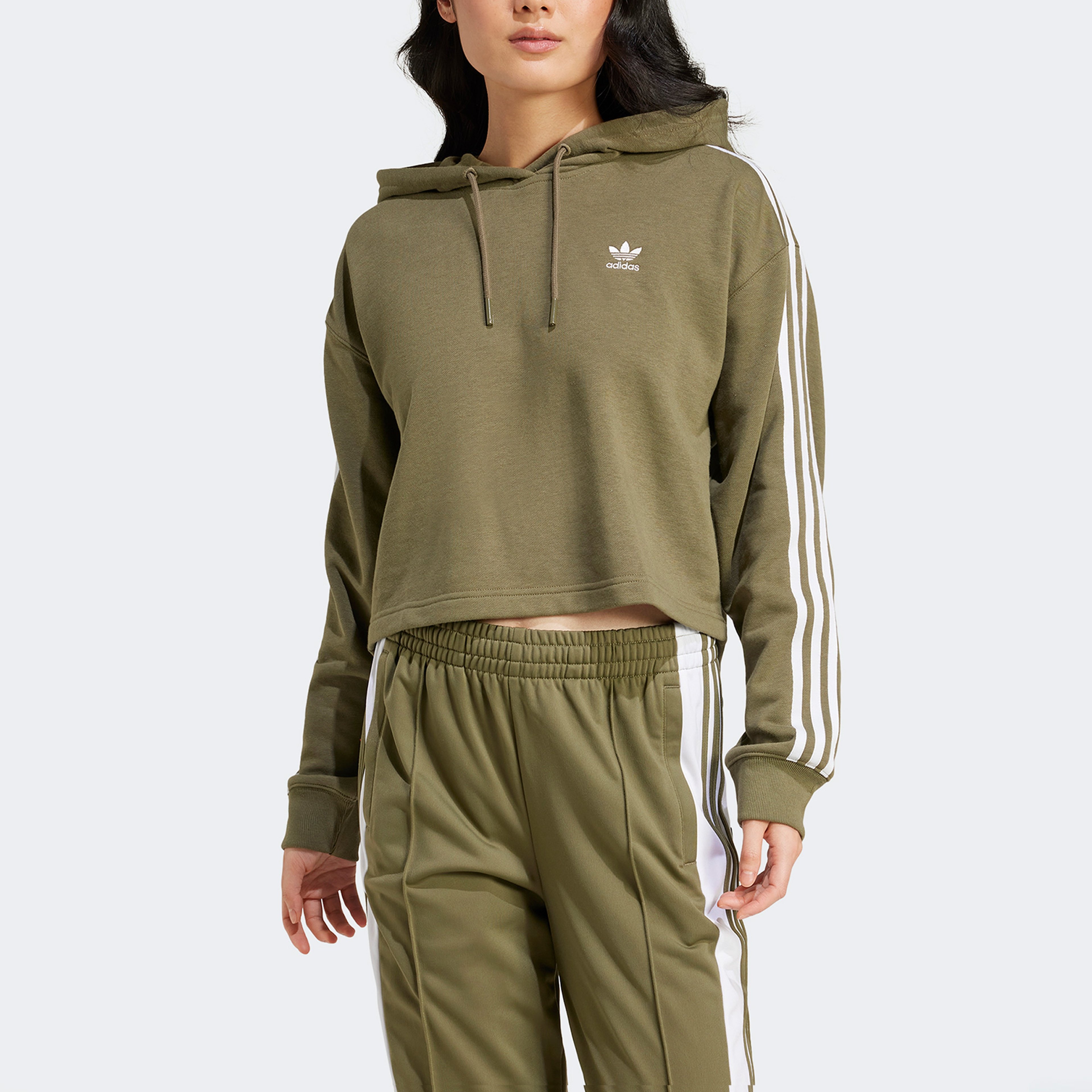 adidas Adicolor 3-Stripes Kadın Yeşil Hoodie