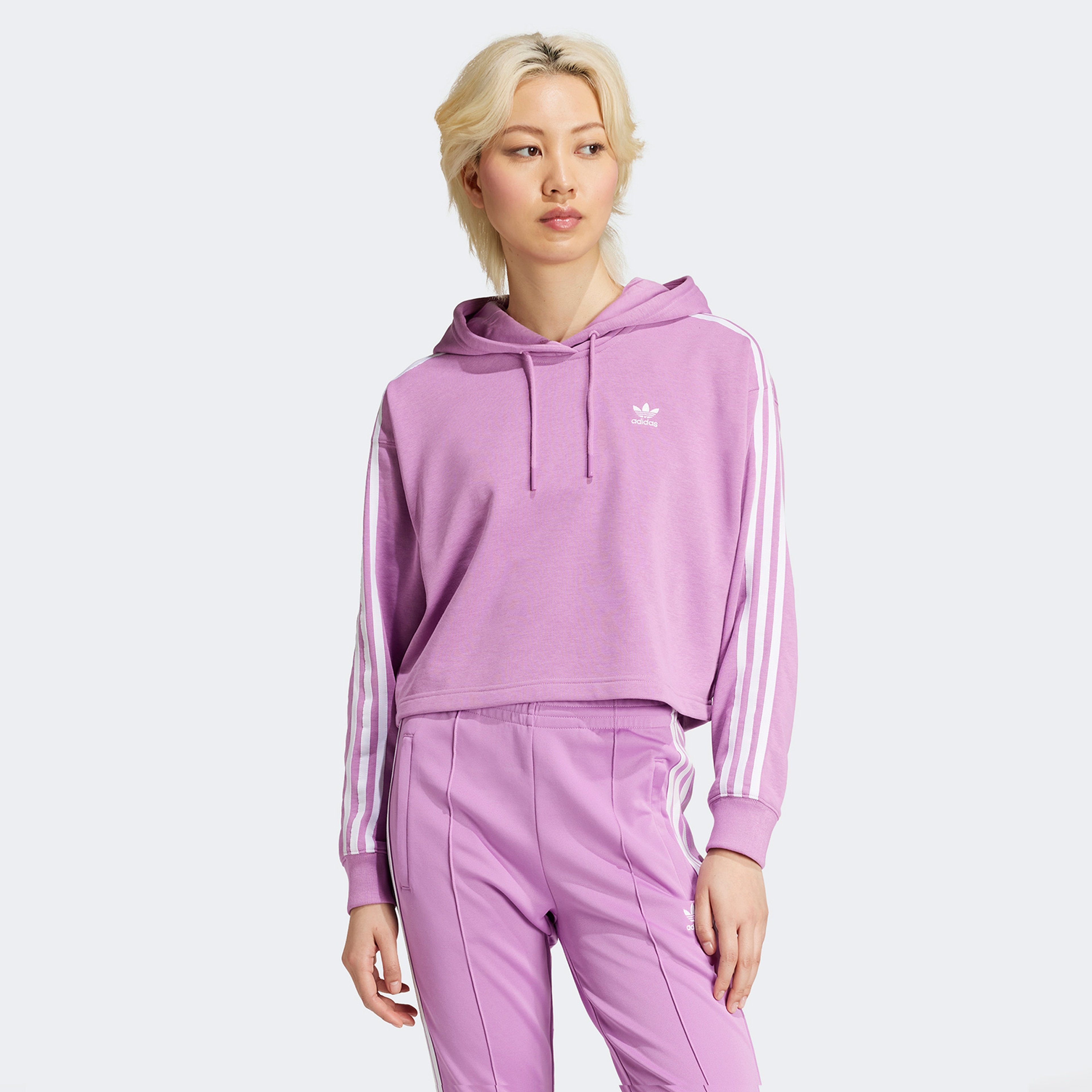 adidas Adicolor 3-Stripes Kadın Mor Hoodie