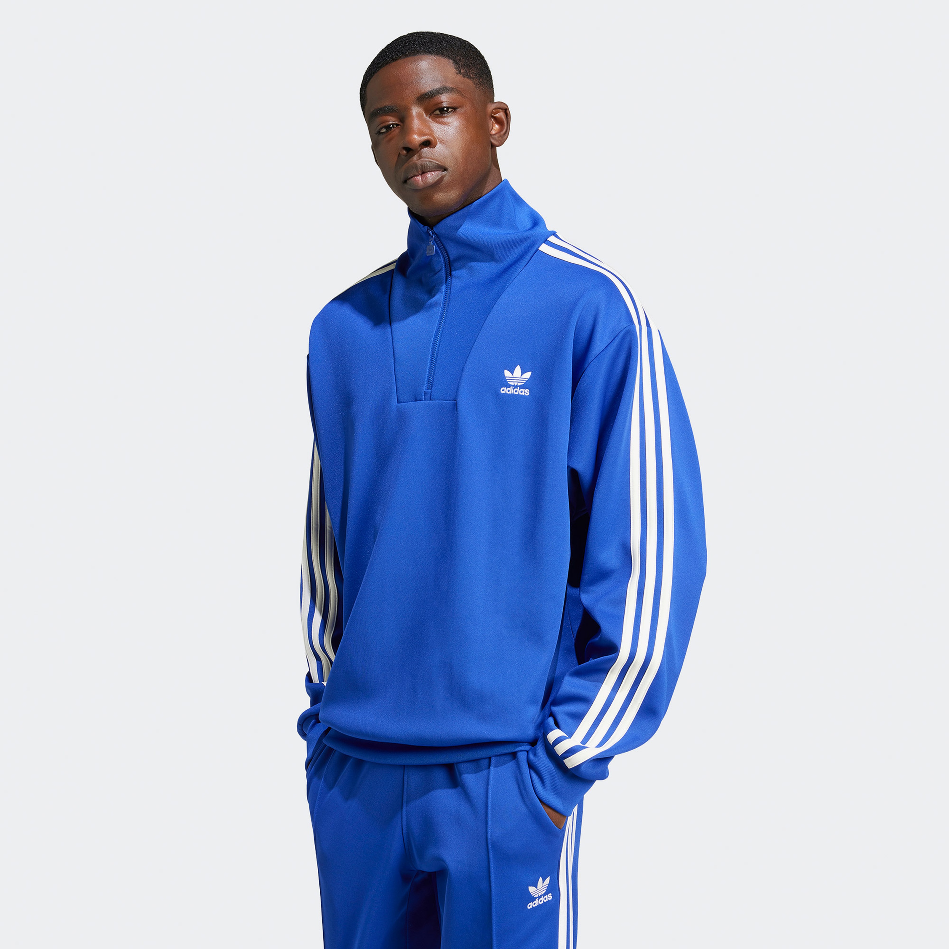 adidas Adicolor Funnelneck Tt Erkek Mavi Eşofman Üstü