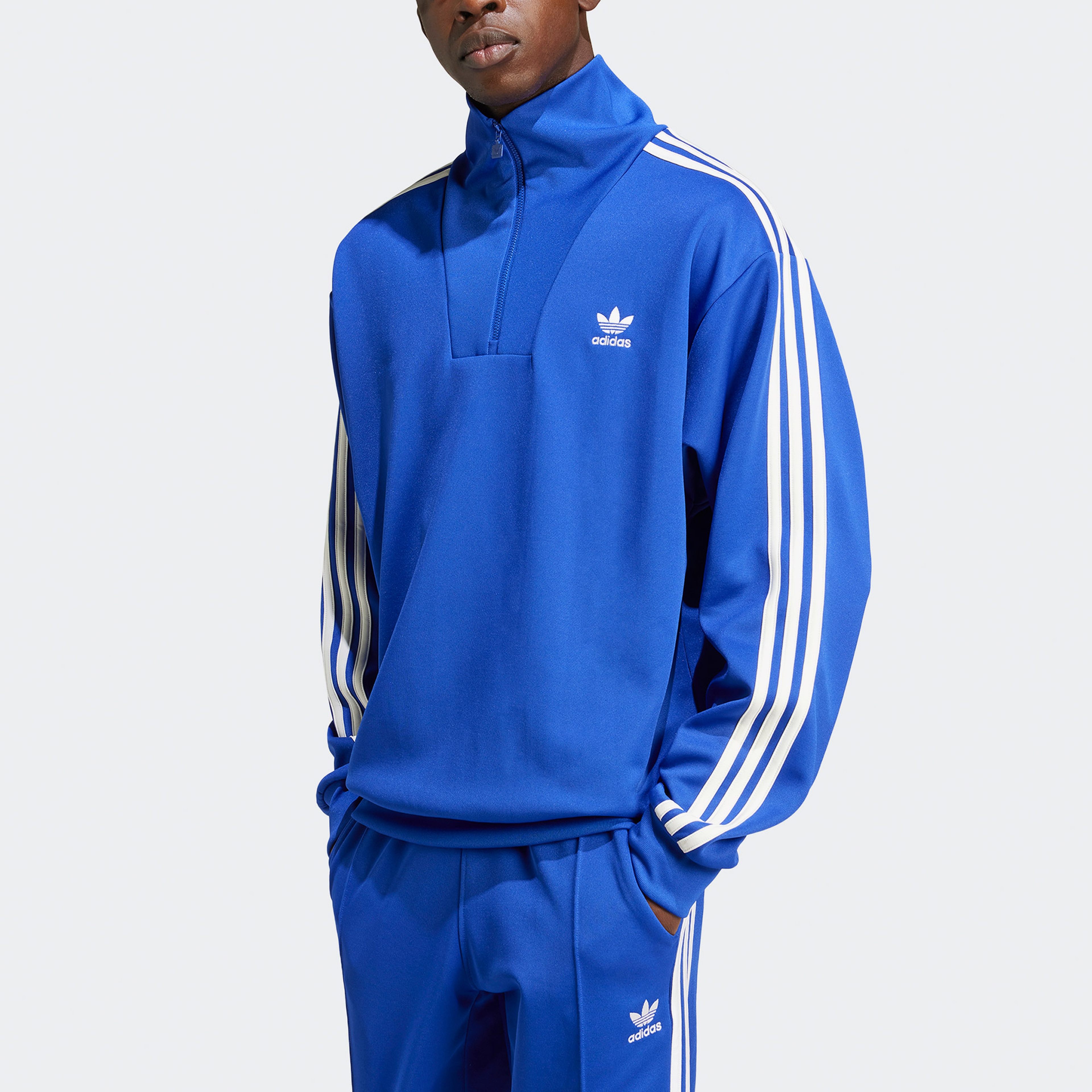 adidas Adicolor Funnelneck Tt Erkek Mavi Eşofman Üstü