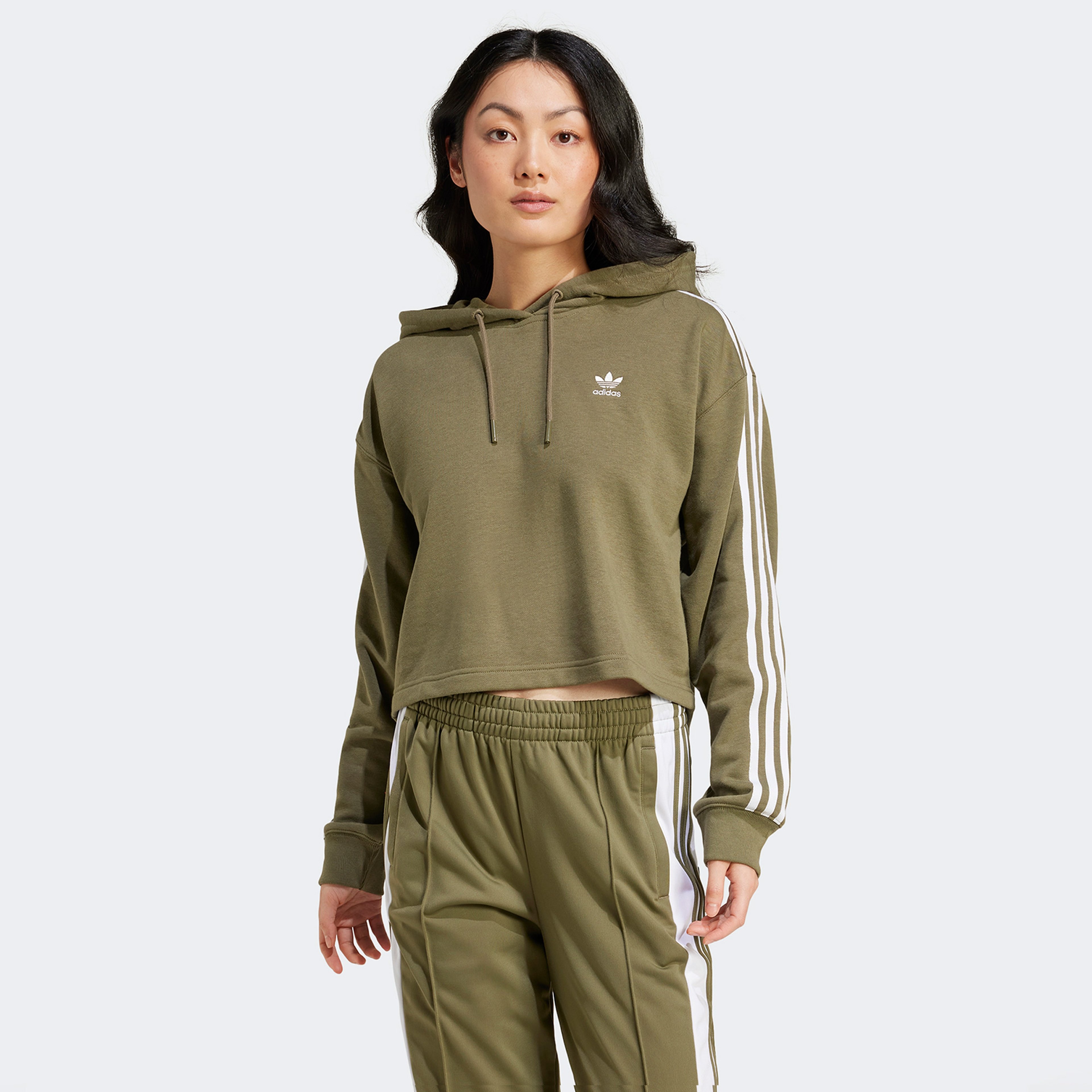 adidas Adicolor 3-Stripes Kadın Yeşil Hoodie