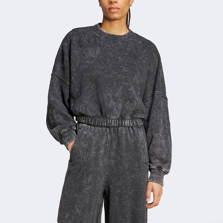 adidas Premium Essentials Washed Oversized Kadın Siyah Hoodie