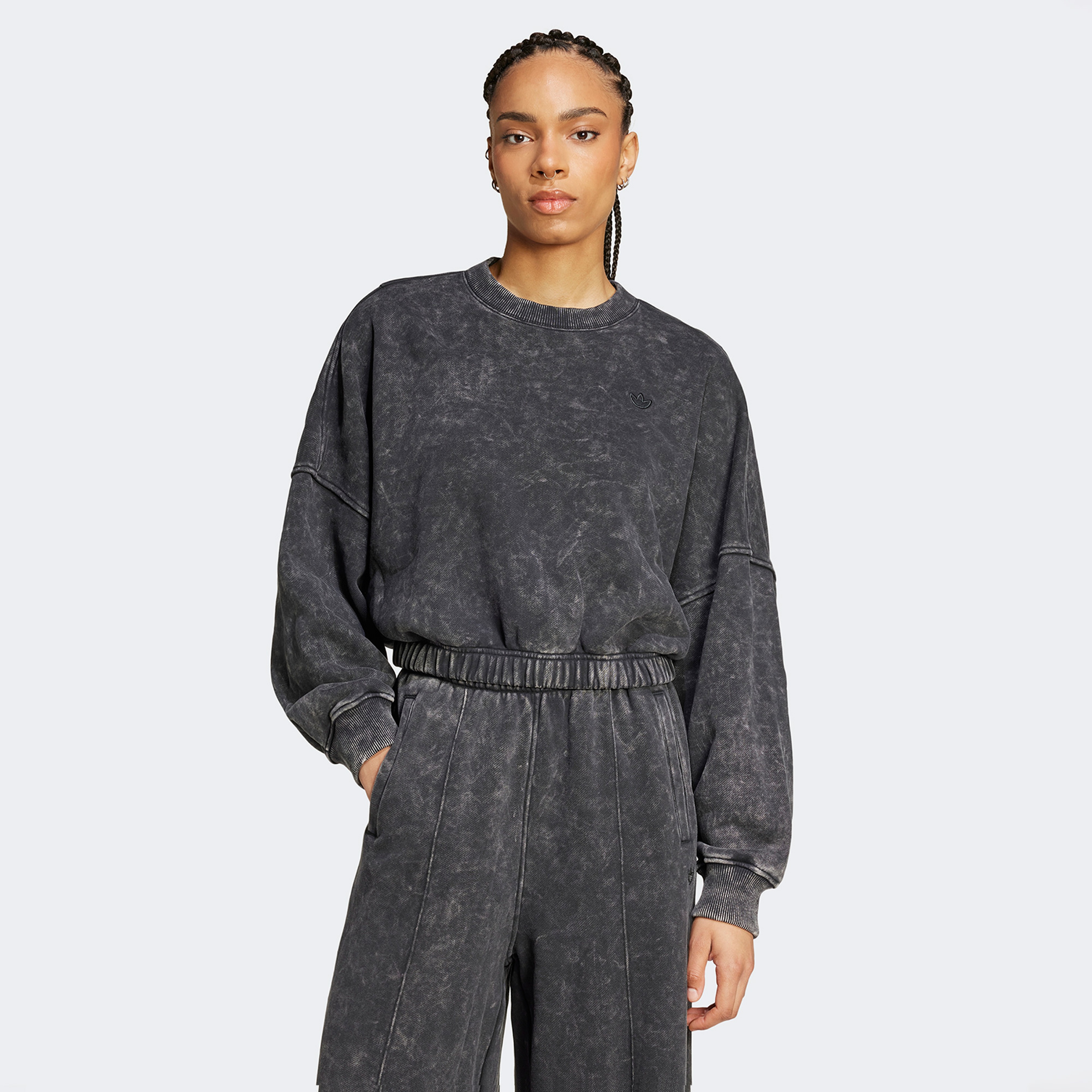 adidas Premium Essentials Washed Oversized Kadın Siyah Hoodie