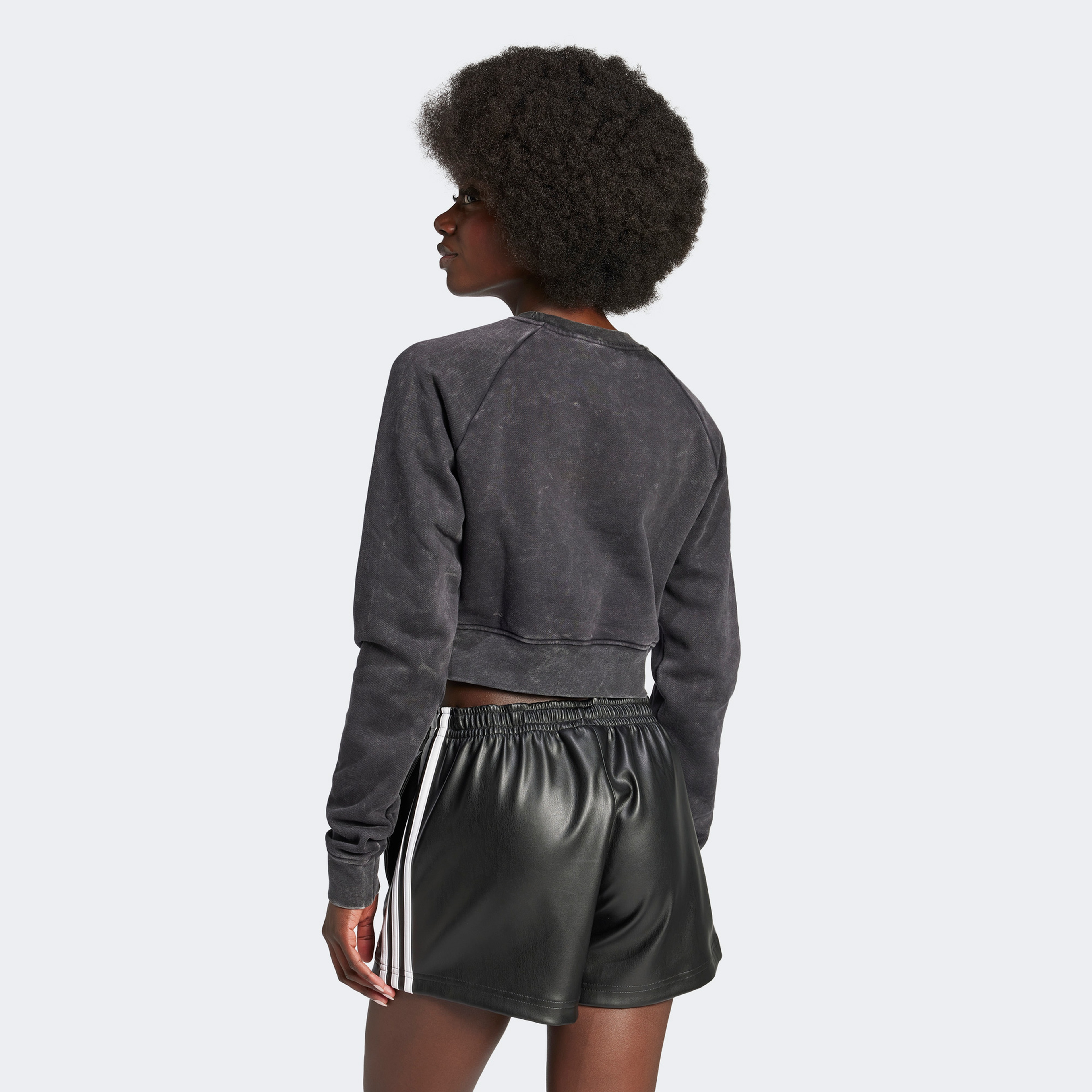 adidas Washed Cropped Trefoil Kadın Siyah Hoodie