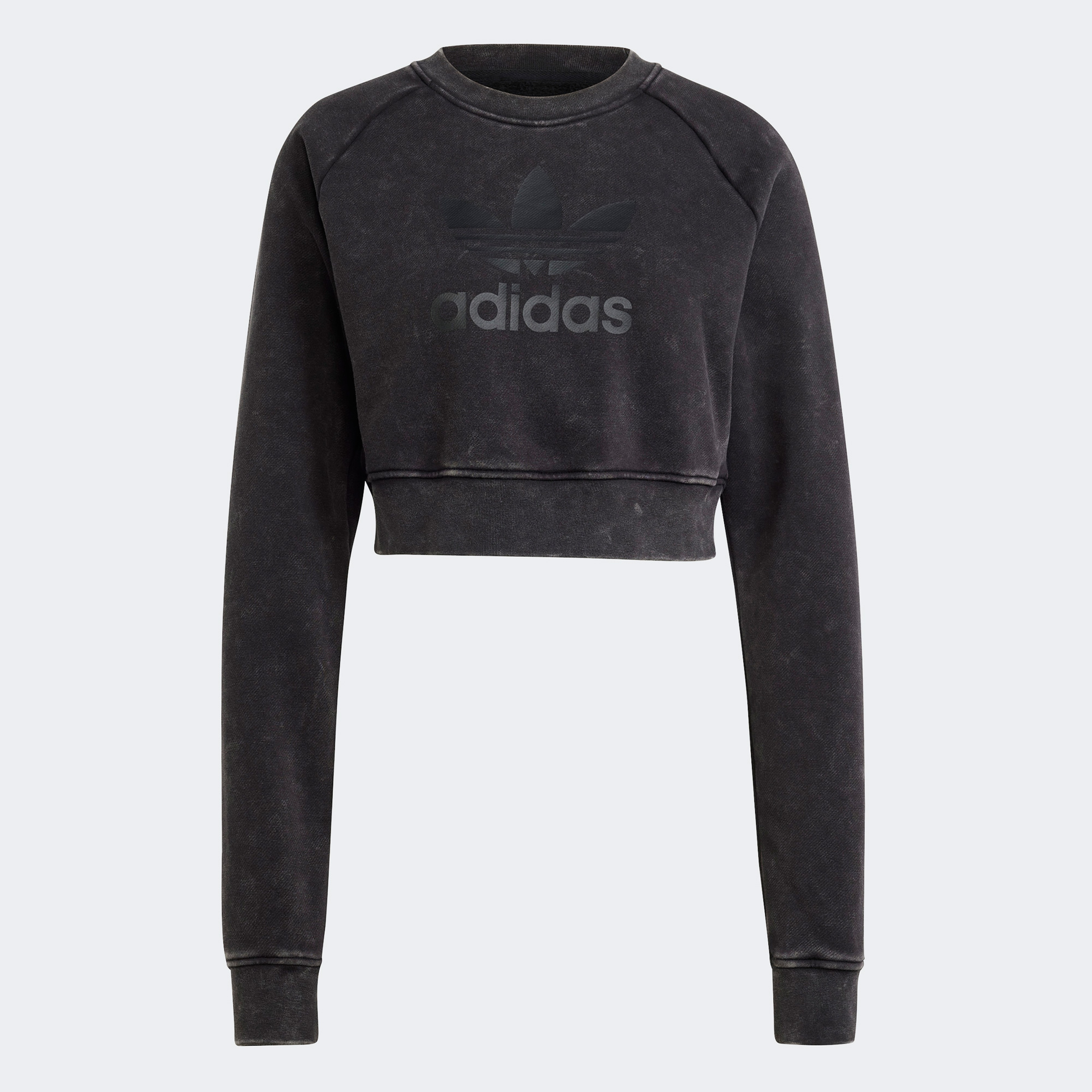 adidas Washed Cropped Trefoil Kadın Siyah Hoodie