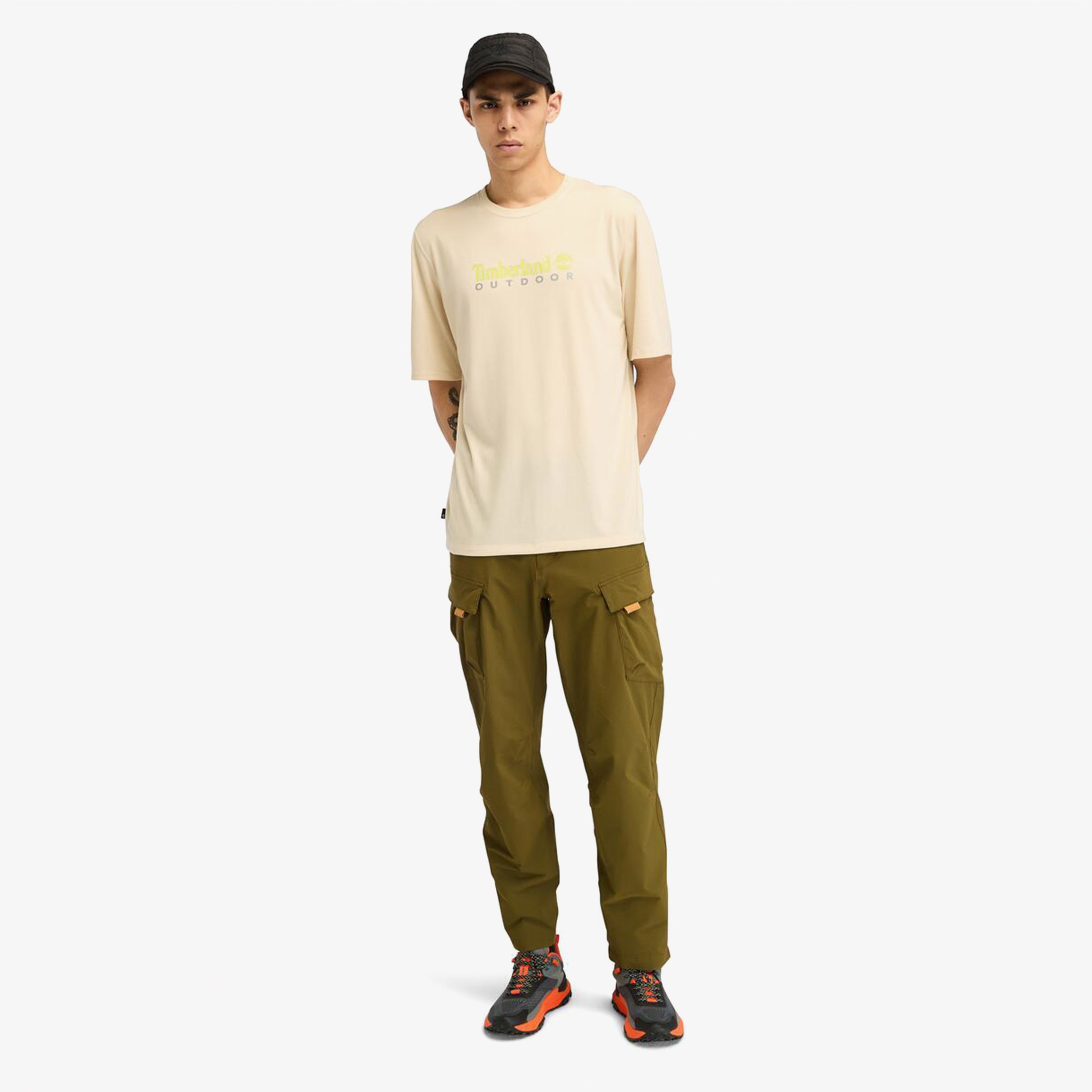 Timberland Uv-Protection Logo Short Sleeve Erkek Krem T-Shirt