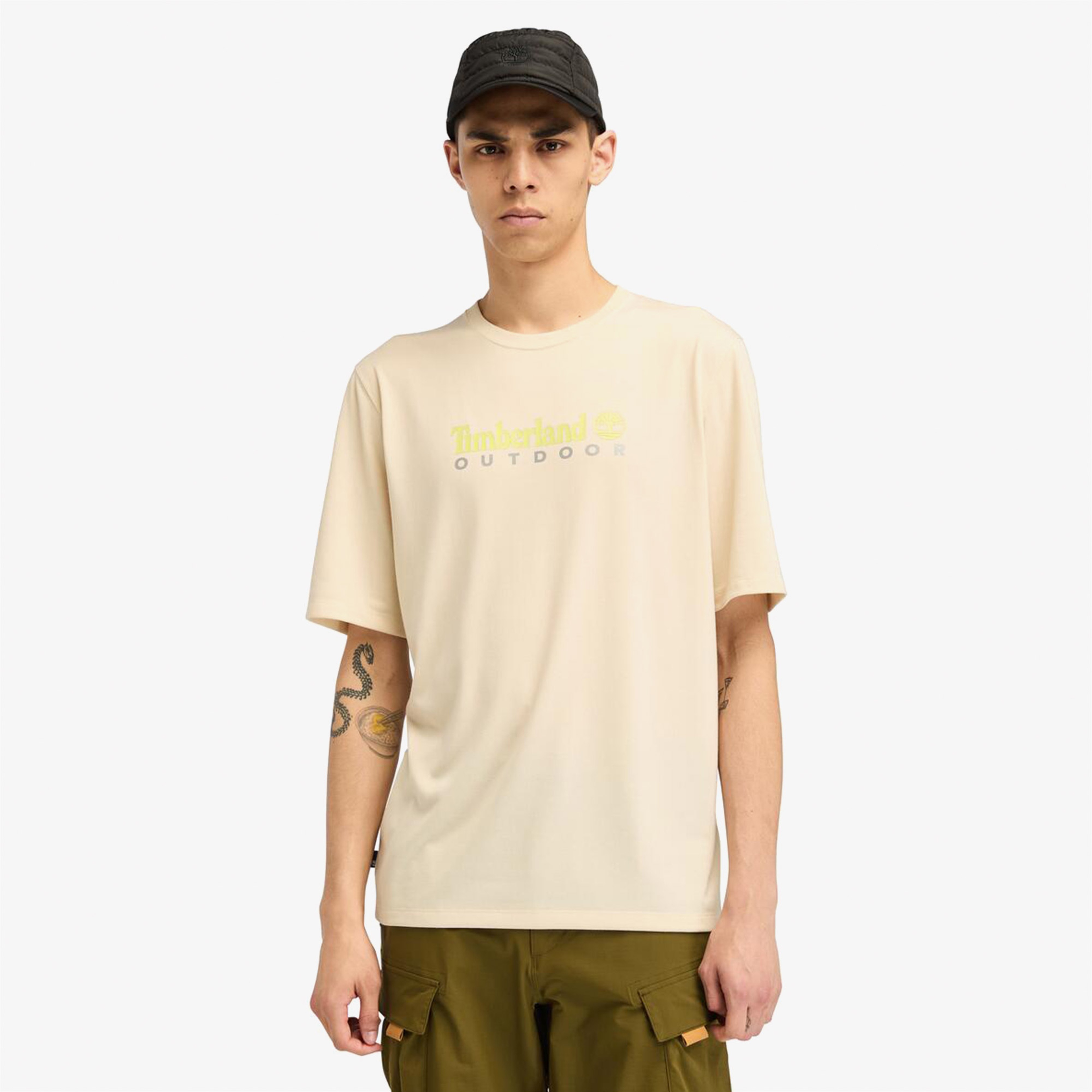 Timberland Uv-Protection Logo Short Sleeve Erkek Krem T-Shirt