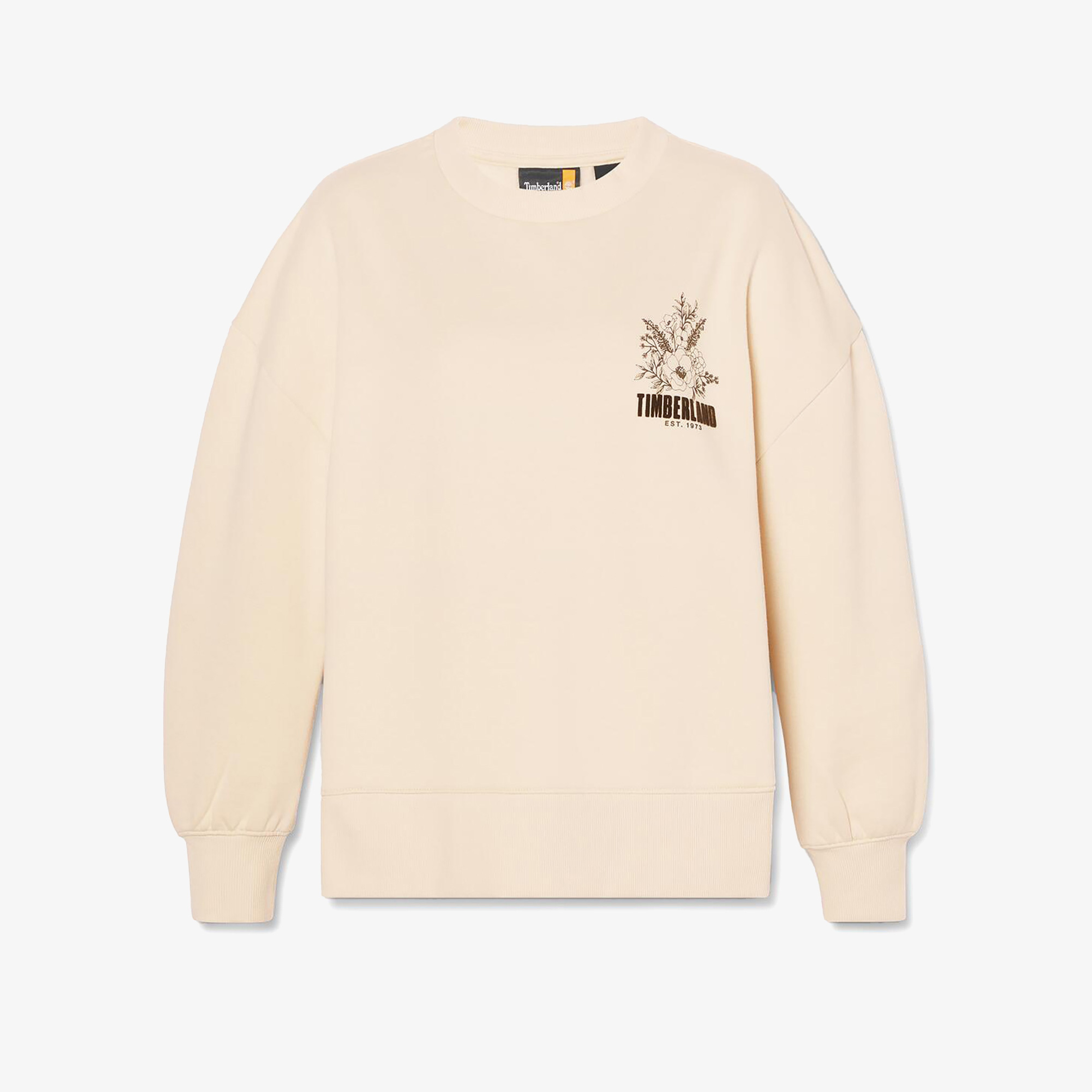 Timberland Brushed Chest Graphic Crew Kadın Krem Sweatshirt