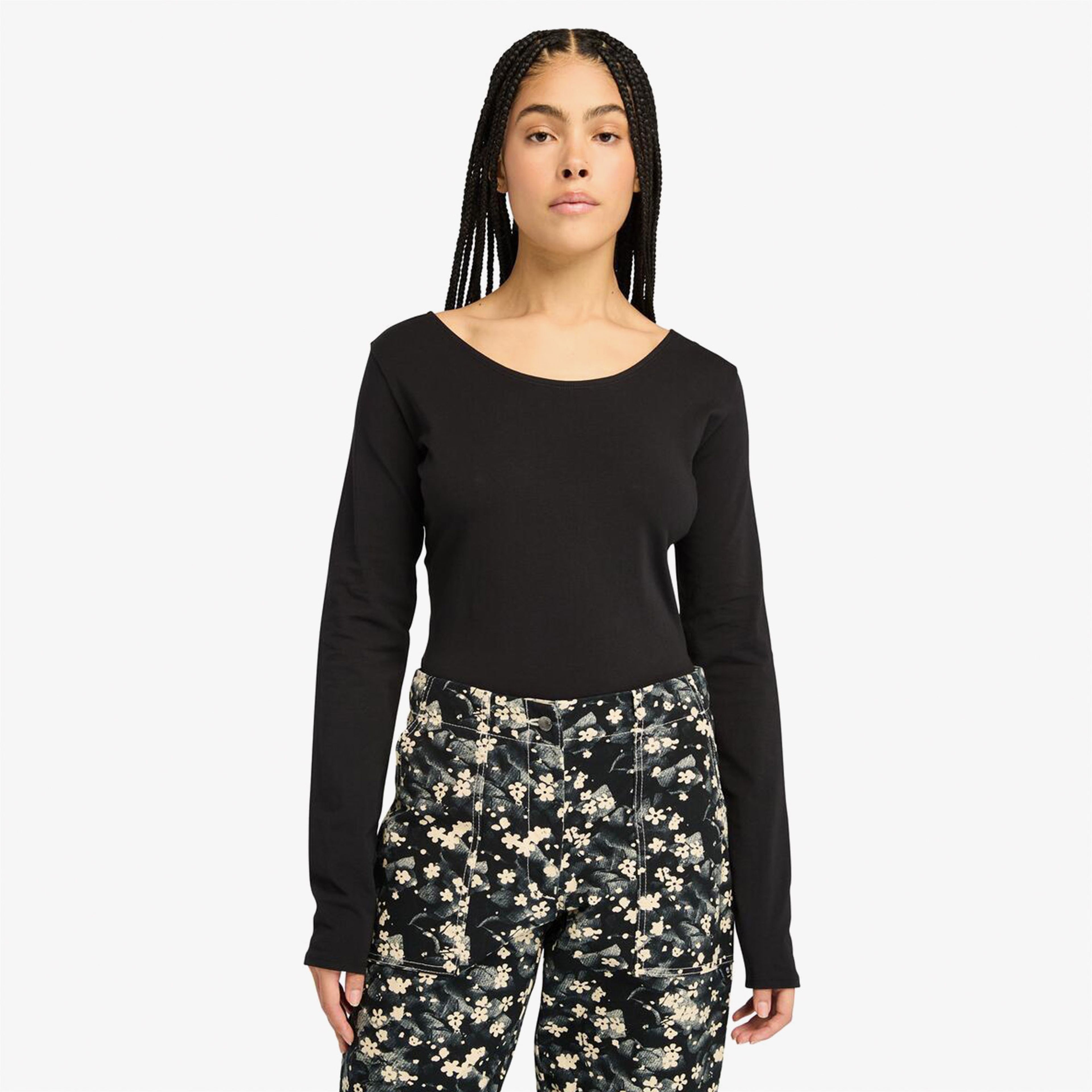 Timberland Long-Sleeve Slim Fit Kadın Siyah T-Shirt