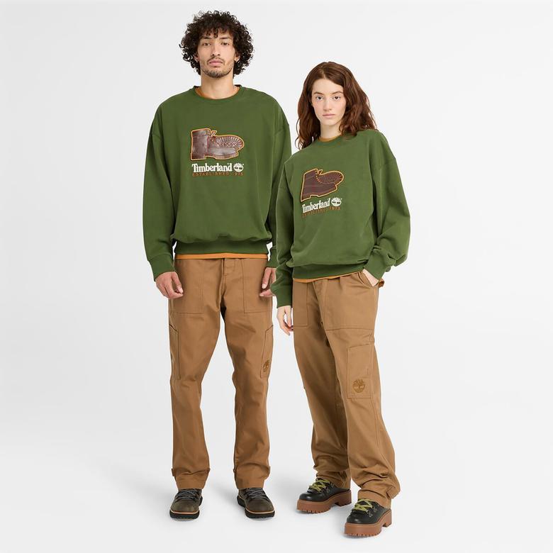 Timberland New Box Fit Badge Crew Neck Erkek Siyah Hoodie