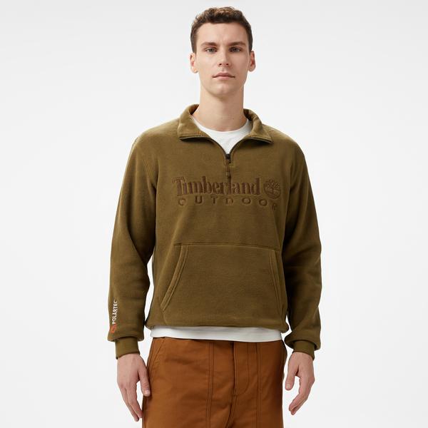 Timberland Linear Logo 1/4 Zip Polartec 200 Fleecez Erkek Yeşil Ceket