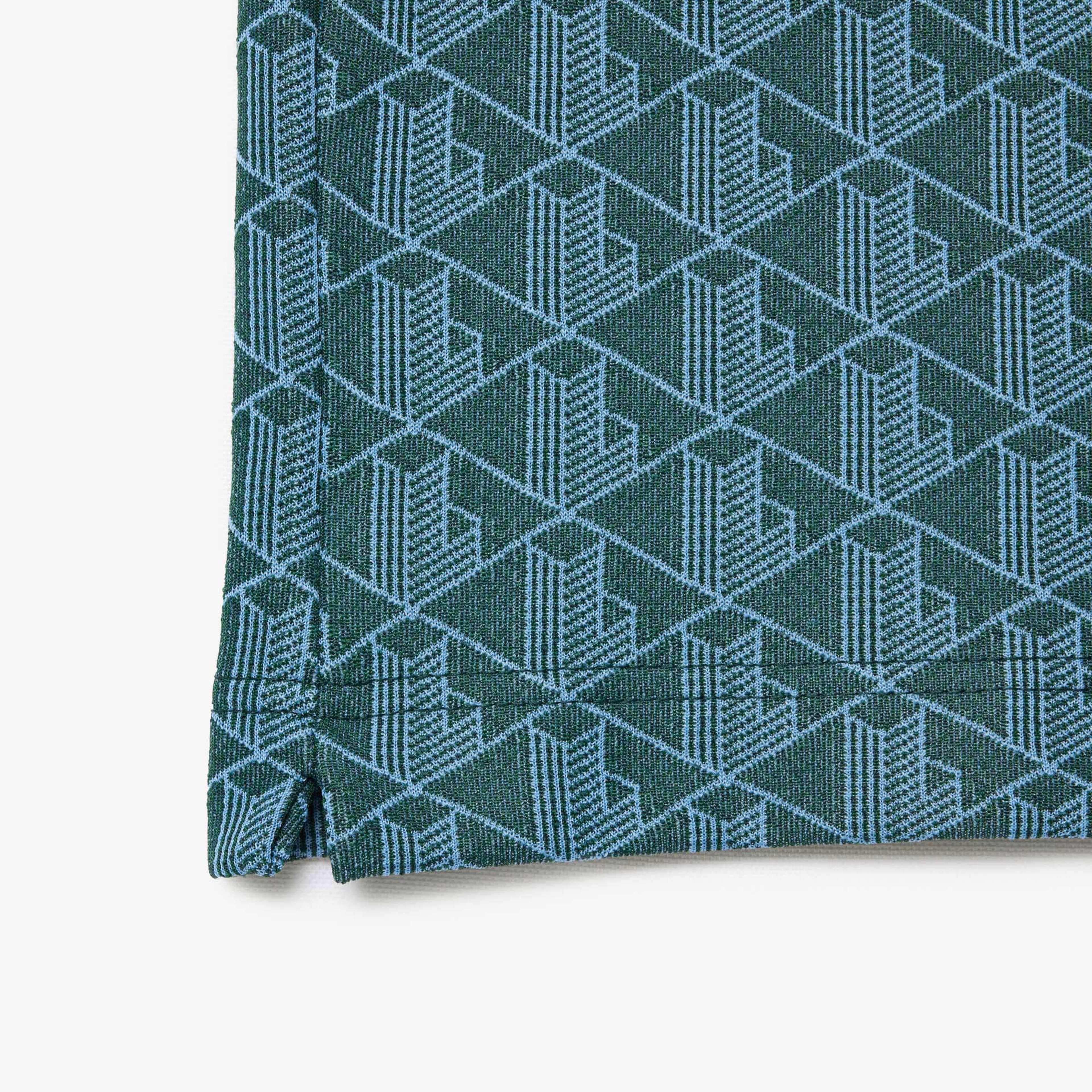 Erkek Classic Fit Monogram Yeşil Polo