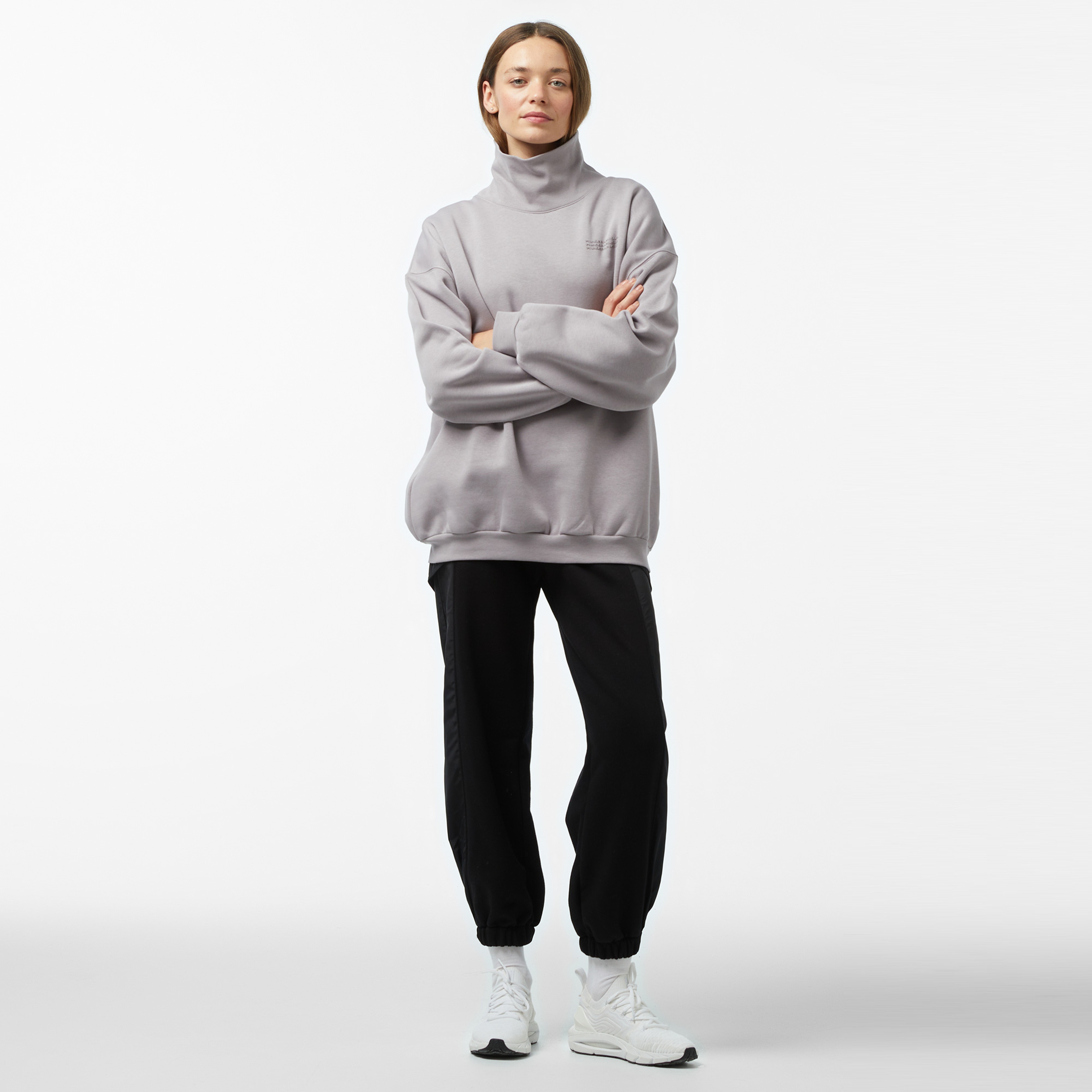 Under Armour icon Fleece Os Mock Crew Kadın Gri Sweatshirt