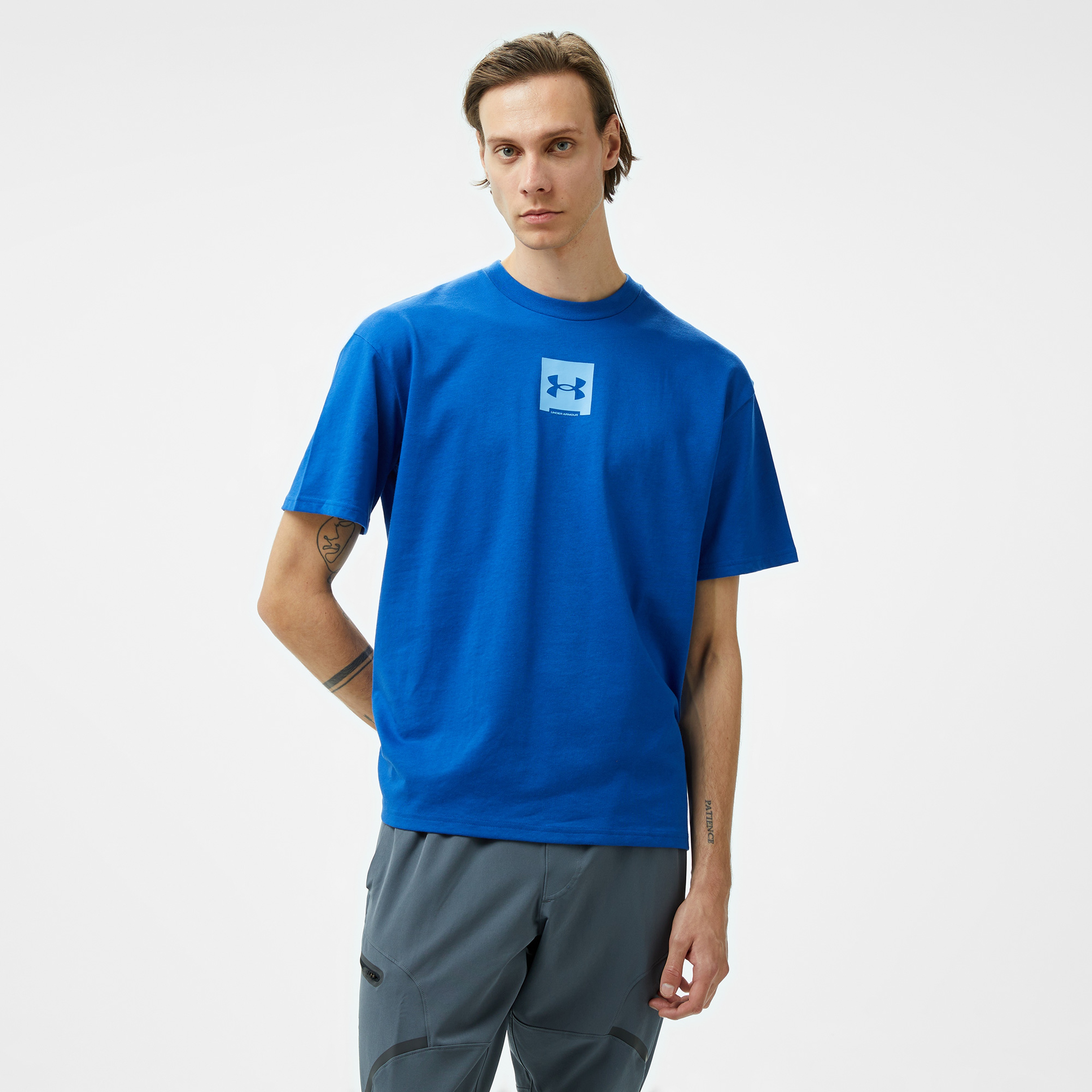 Under Armour Hw Os Sm Box Ss Erkek Mavi T-Shirt