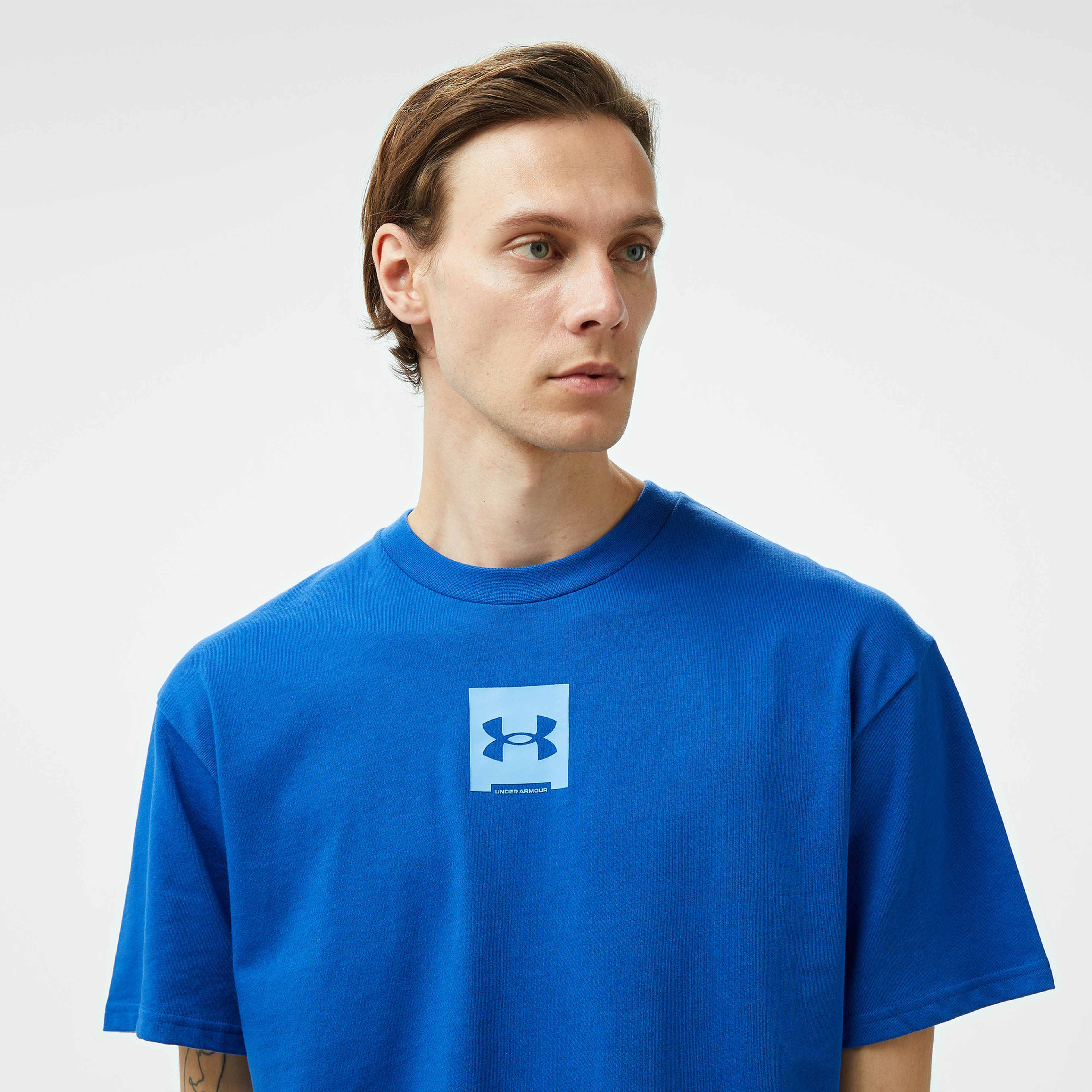 Under Armour Hw Os Sm Box Ss Erkek Mavi T-Shirt